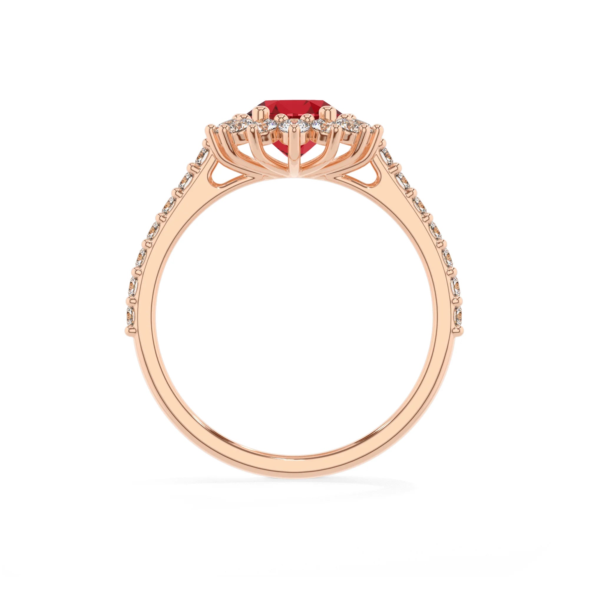 lab grown ruby oval solitaire rings in rose gold 
