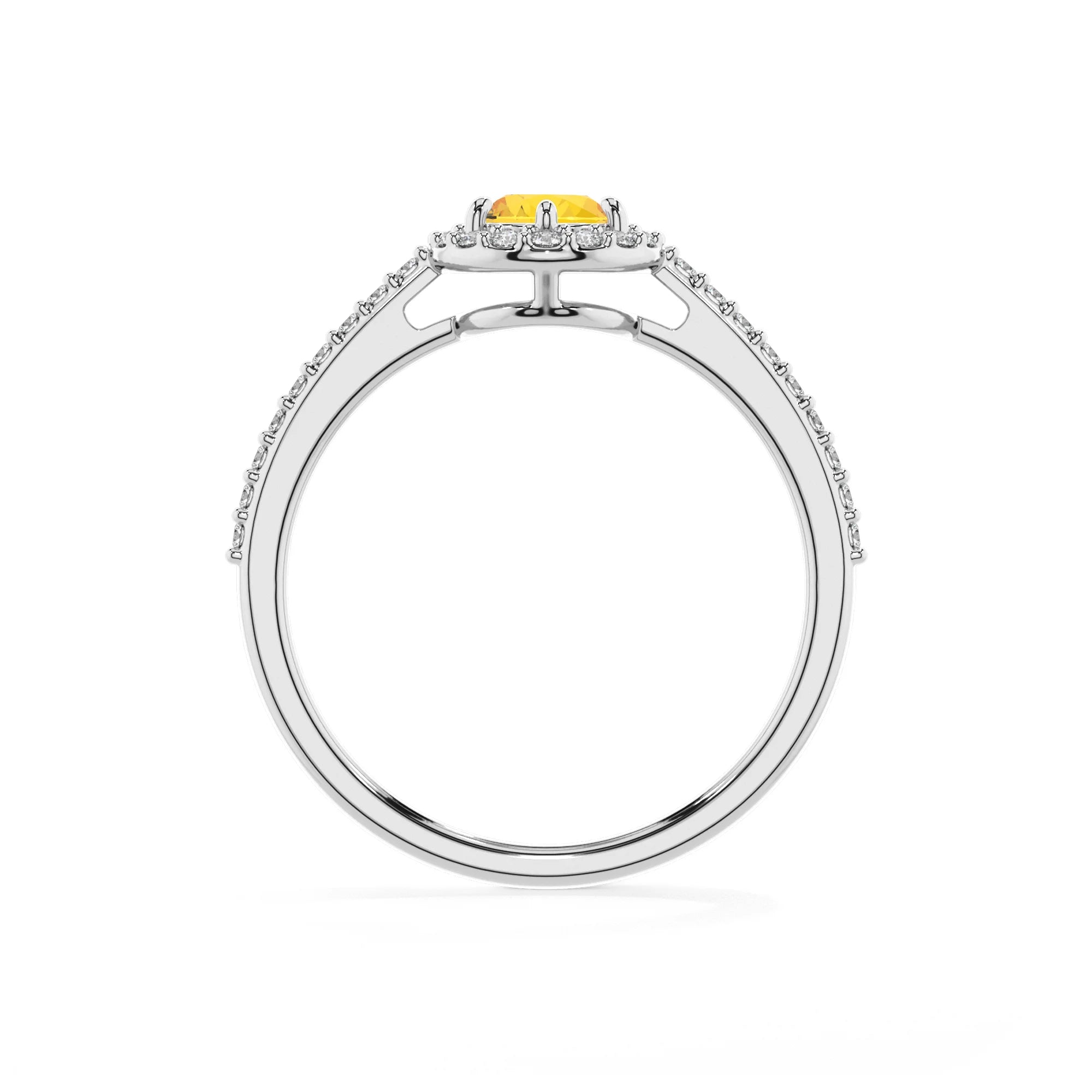 lab grown yellow-sapphire pear solitaire rings in sterling silver 