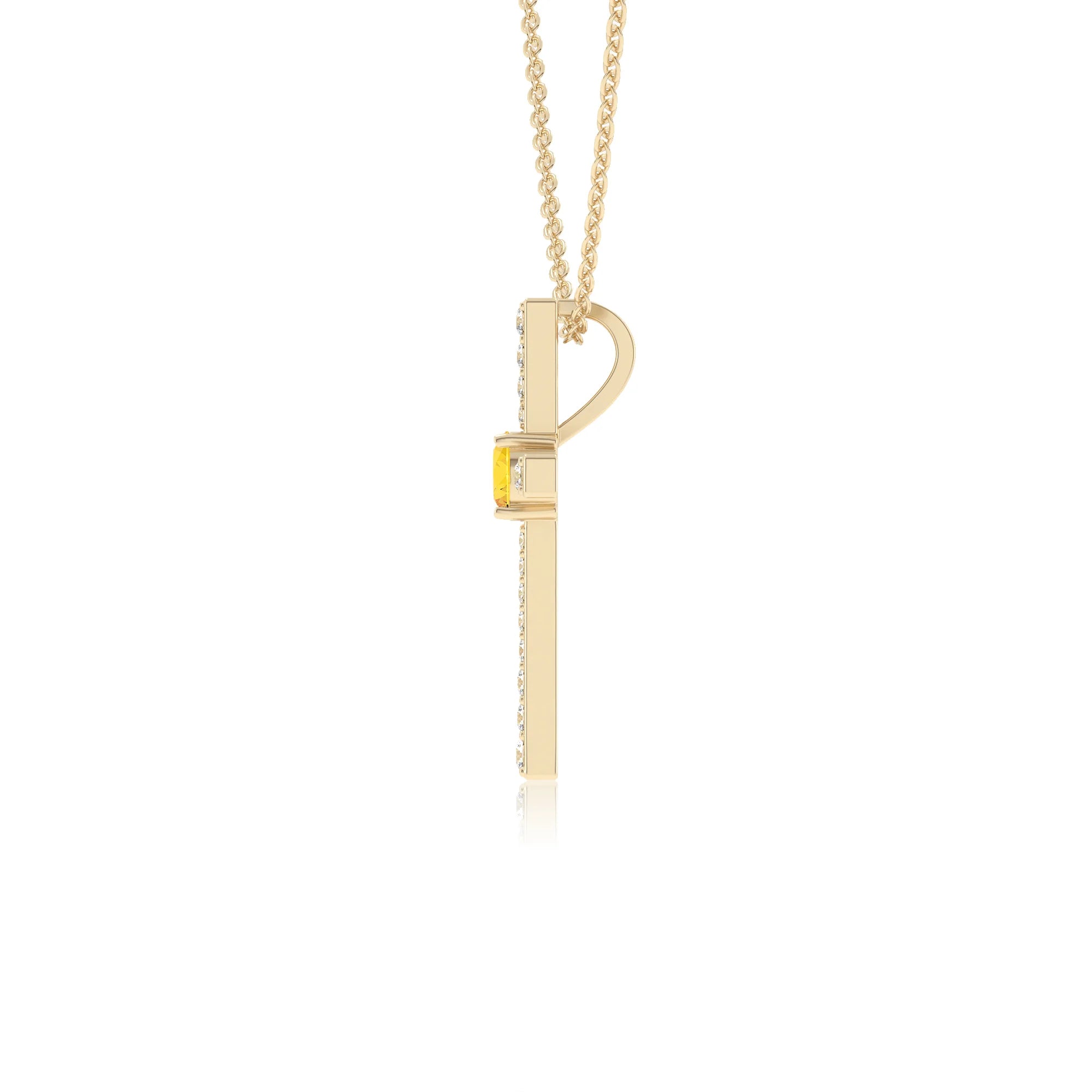 lab grown yellow-sapphire round infinity necklaces in yellow gold 