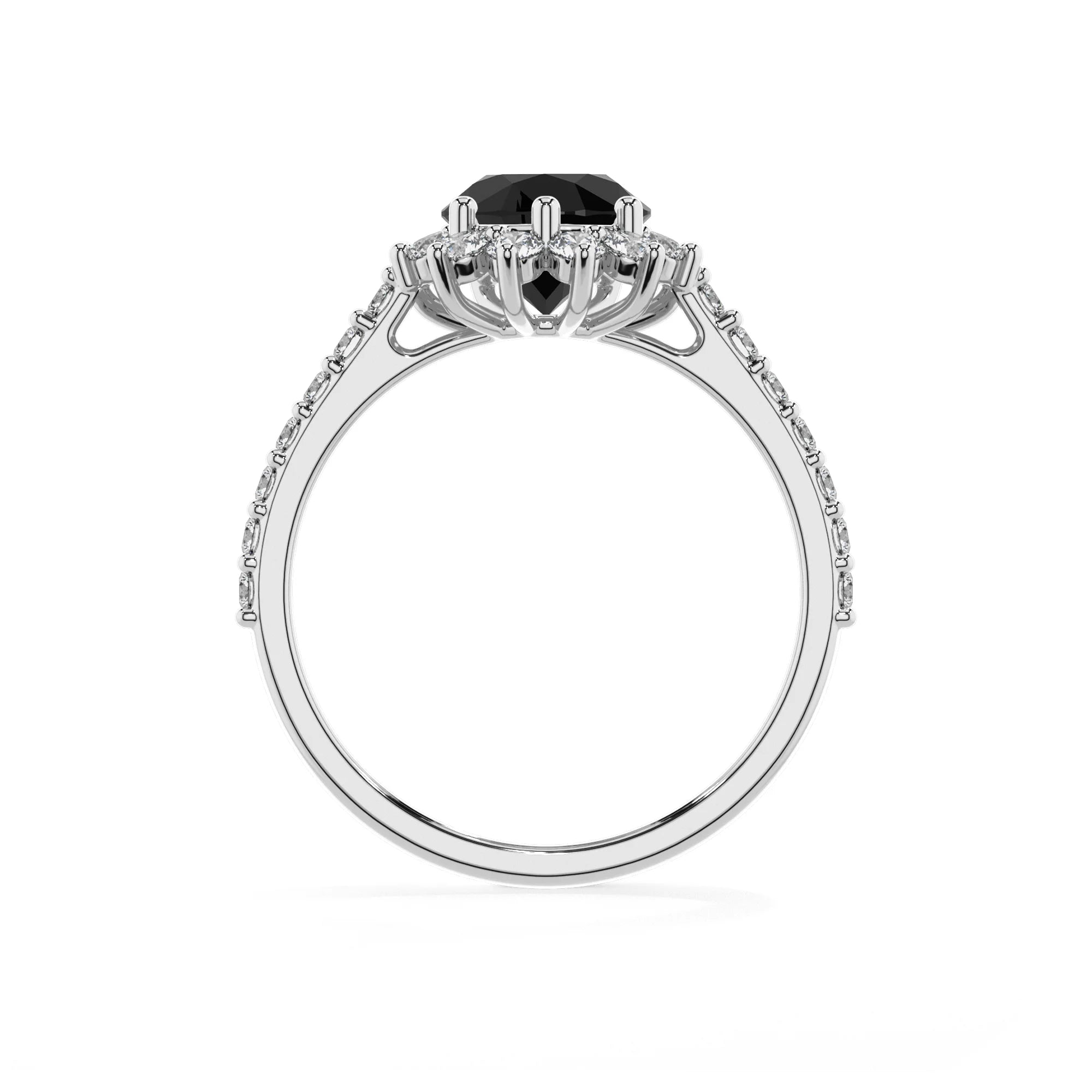 natural black-onyx pear solitaire rings in sterling silver 
