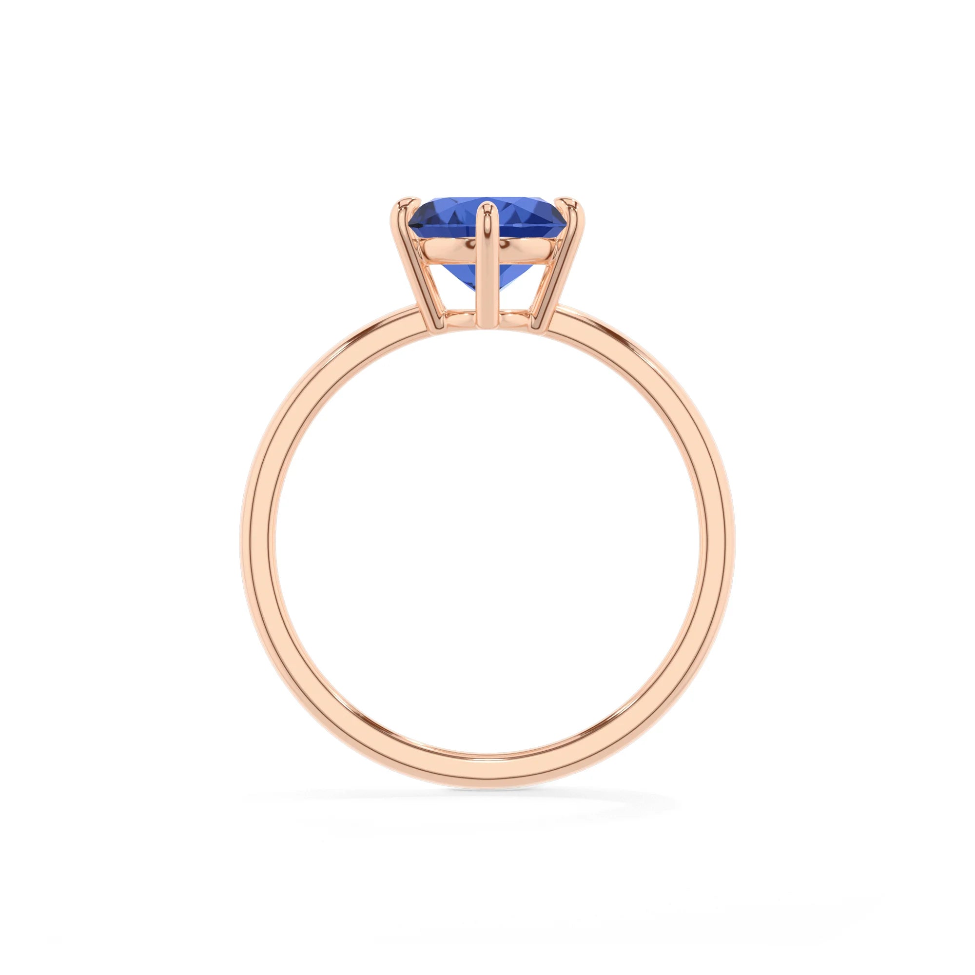 lab grown blue-sapphire oval solitaire rings in rose gold 