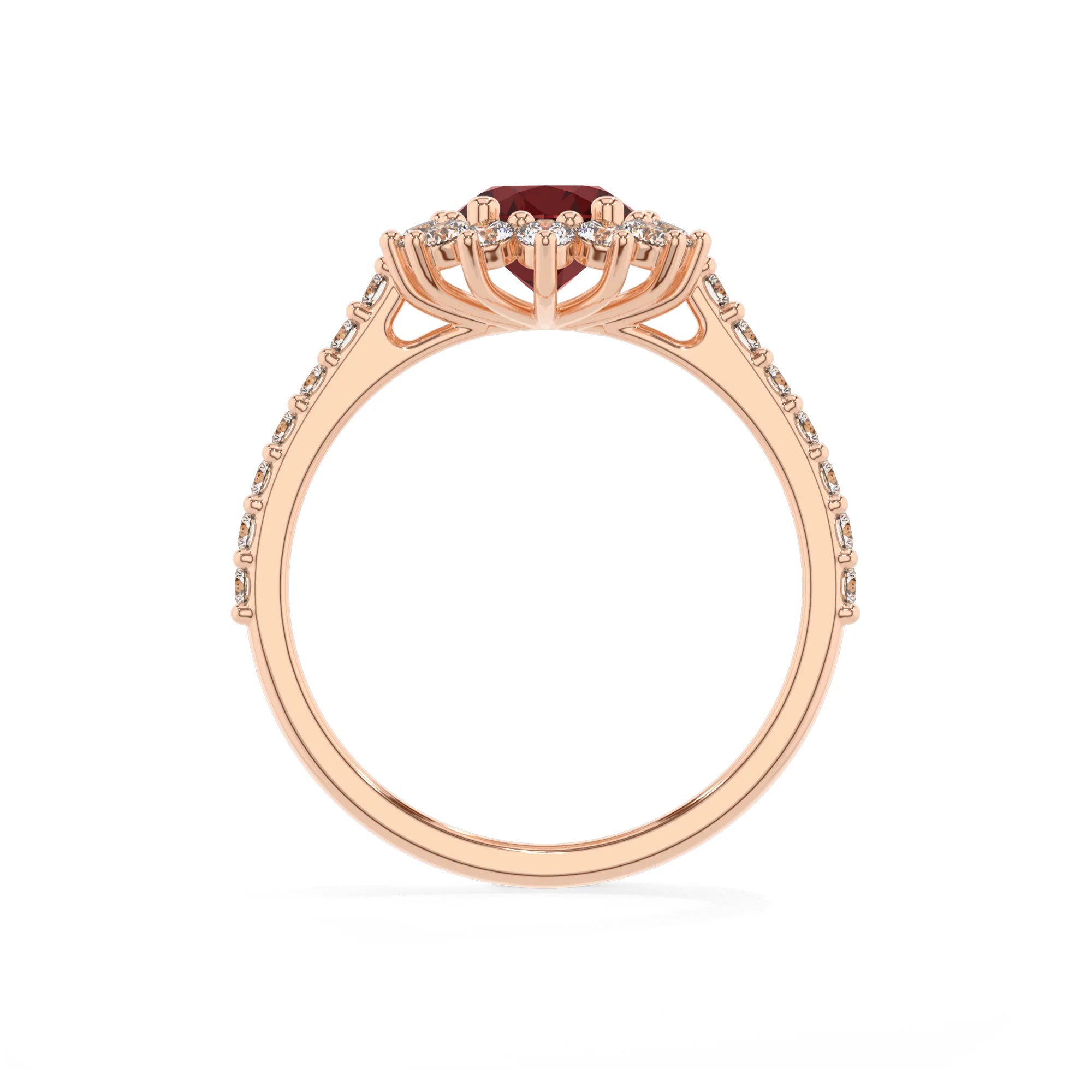 natural garnet oval solitaire rings in rose gold 