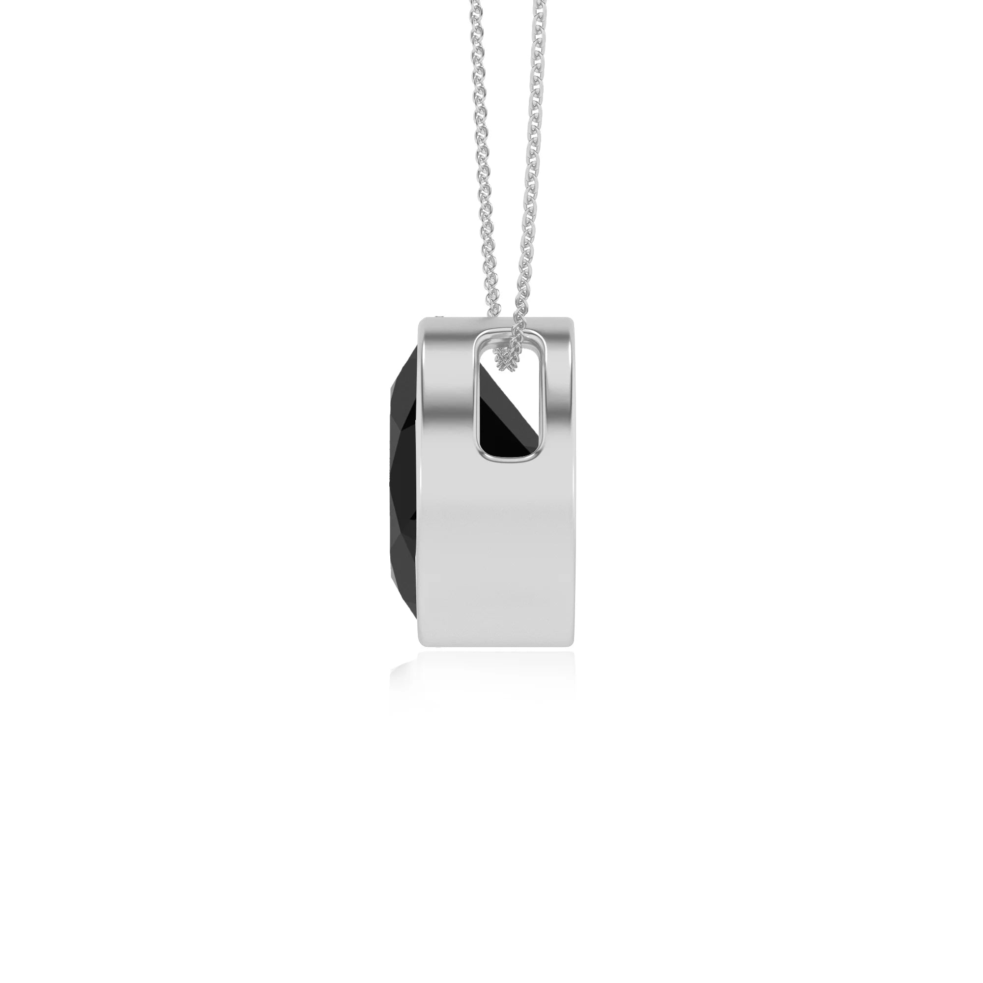 natural black-onyx round solitaire necklaces in platinum 
