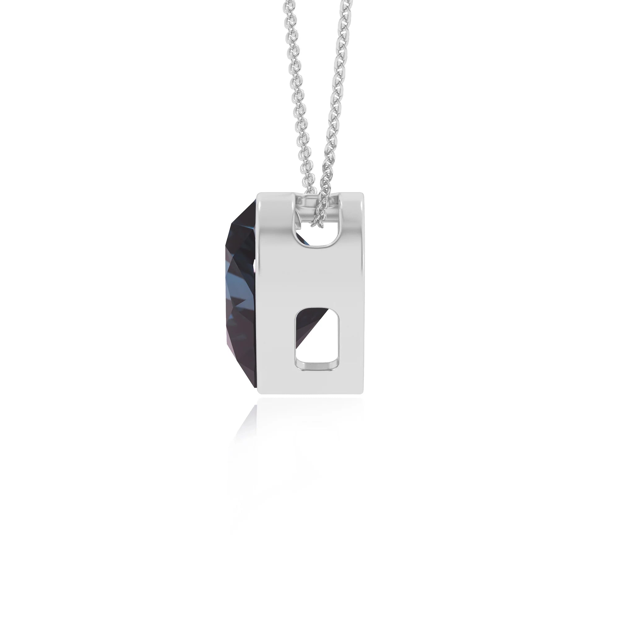 lab grown alexandrite heart solitaire necklaces in white gold 
