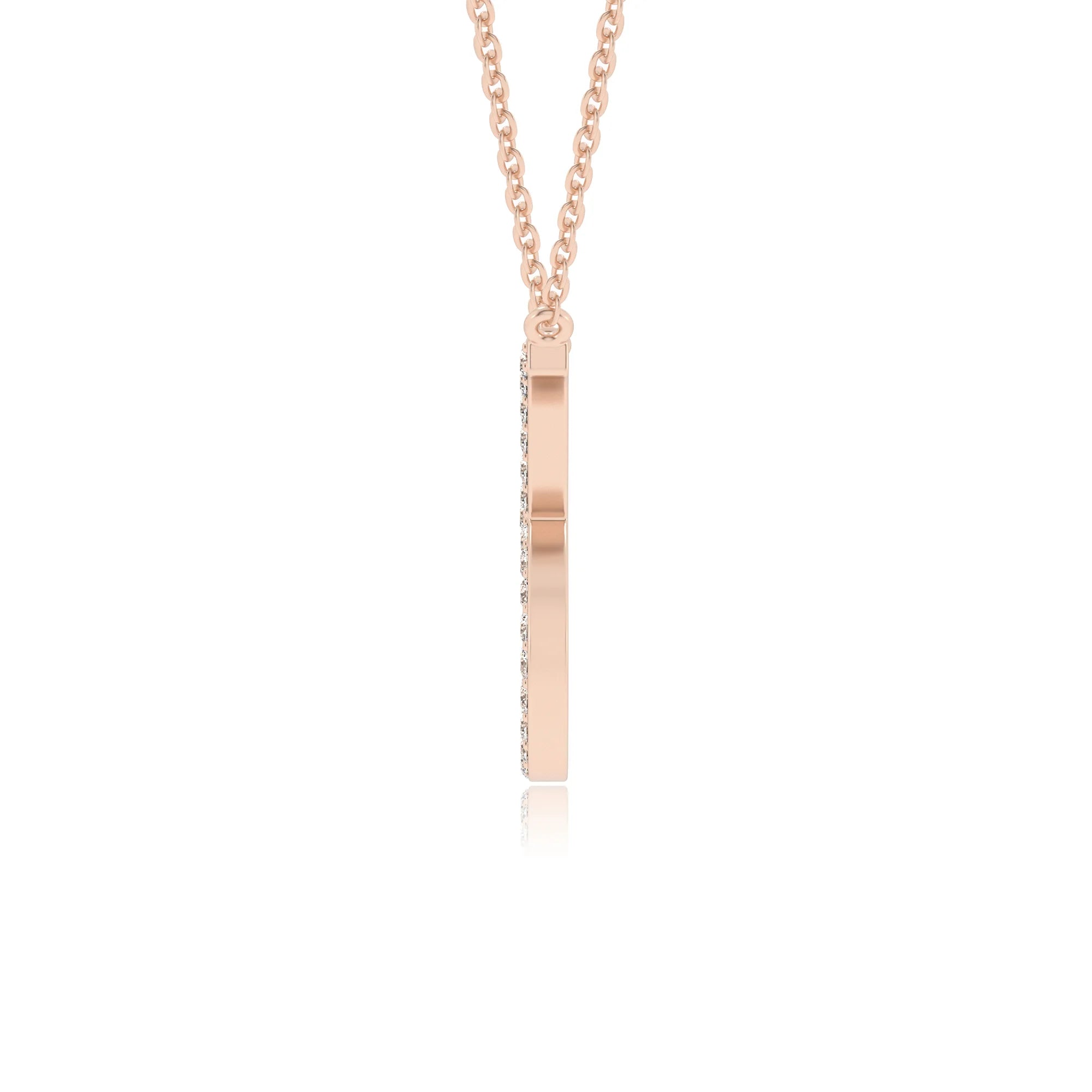 lab grown moissanite round necklaces in rose gold 
