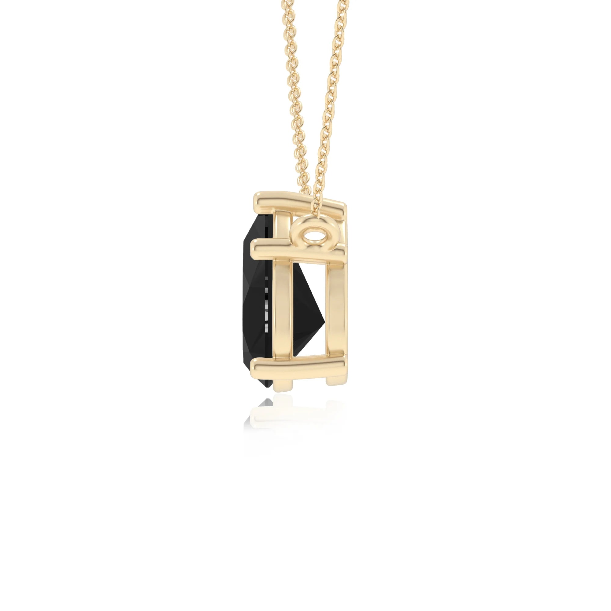 natural black-onyx pear solitaire necklaces in yellow gold 
