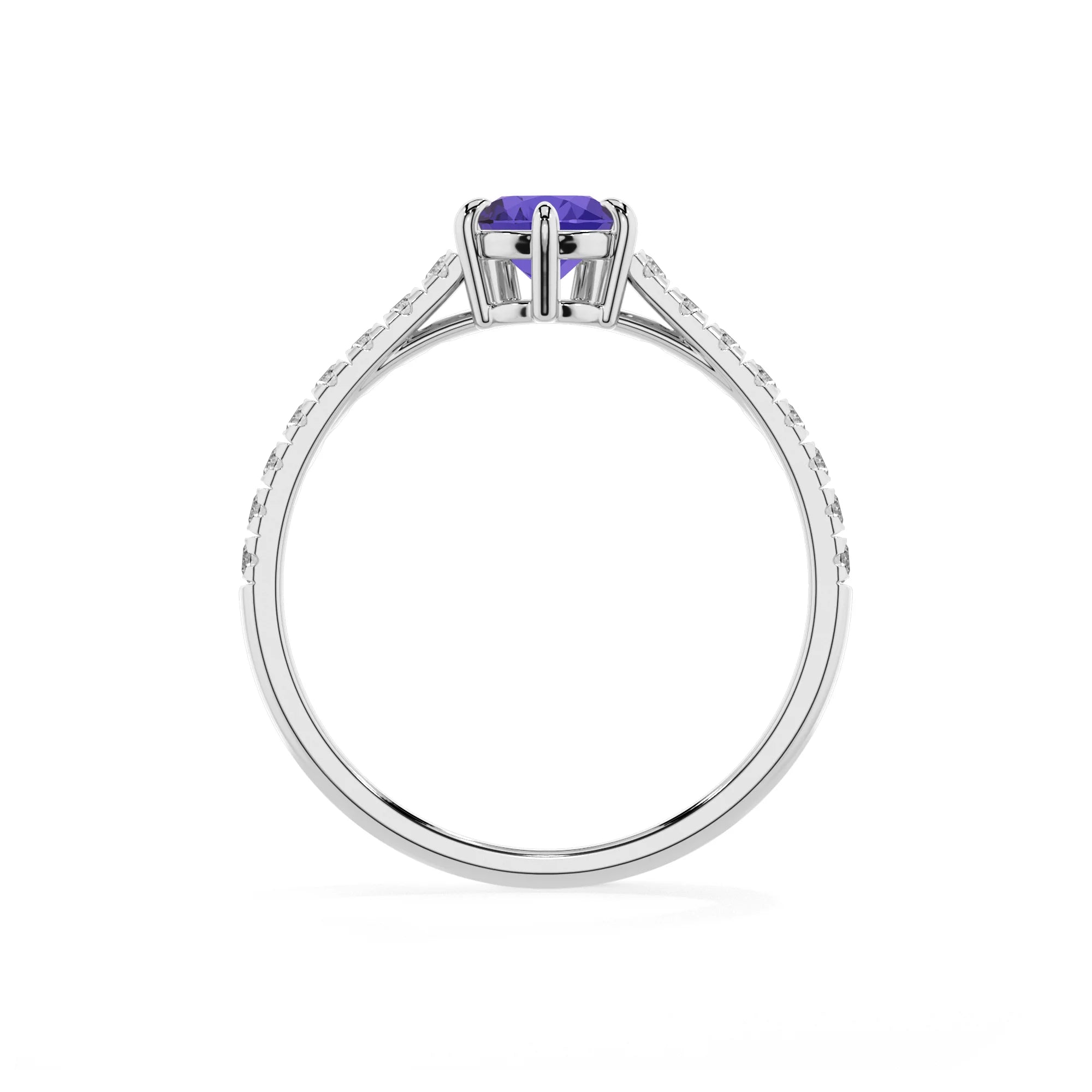 lab grown tanzanite pear half eternity solitaire engagement rings in sterling silver 