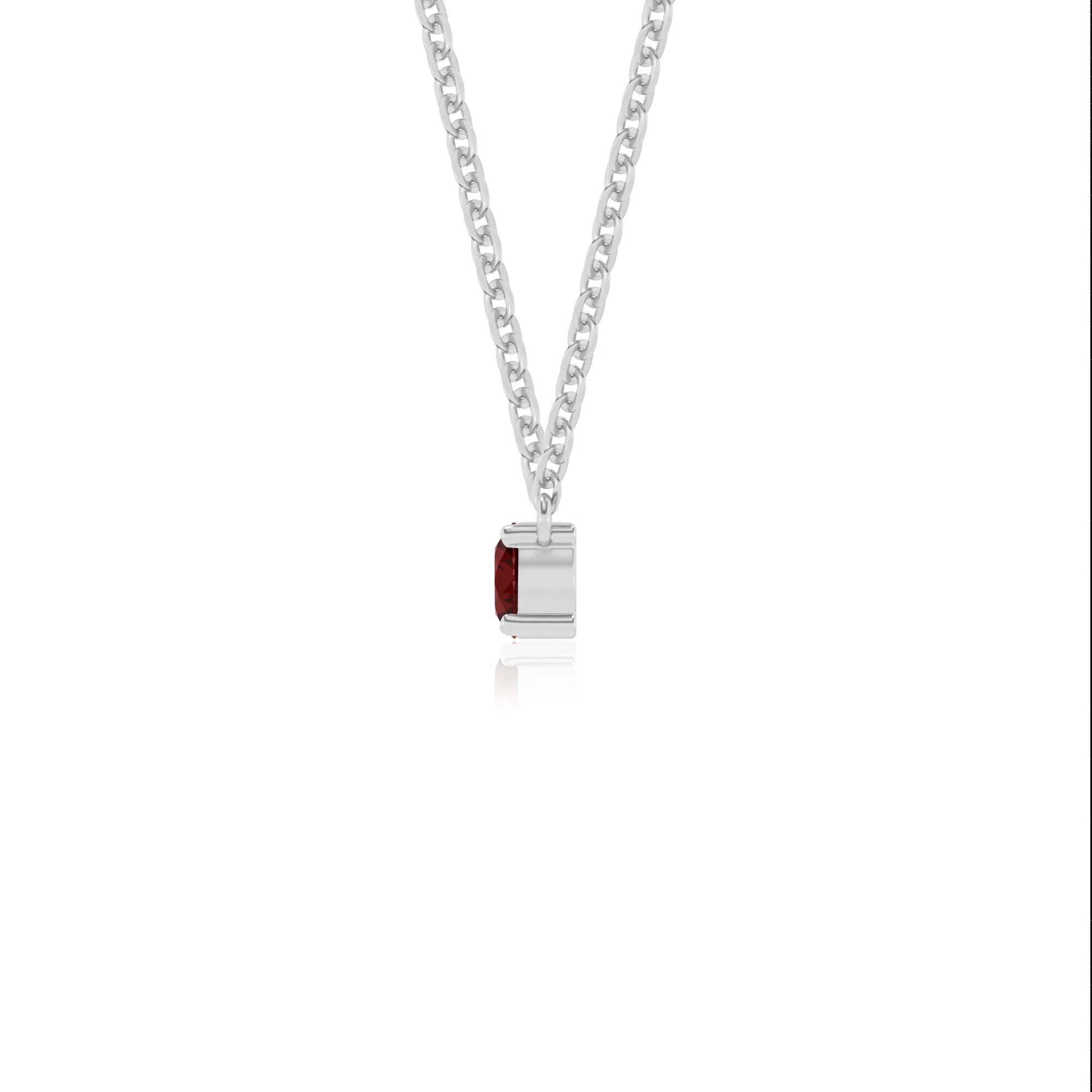 natural garnet round bar v-bale necklaces in platinum 