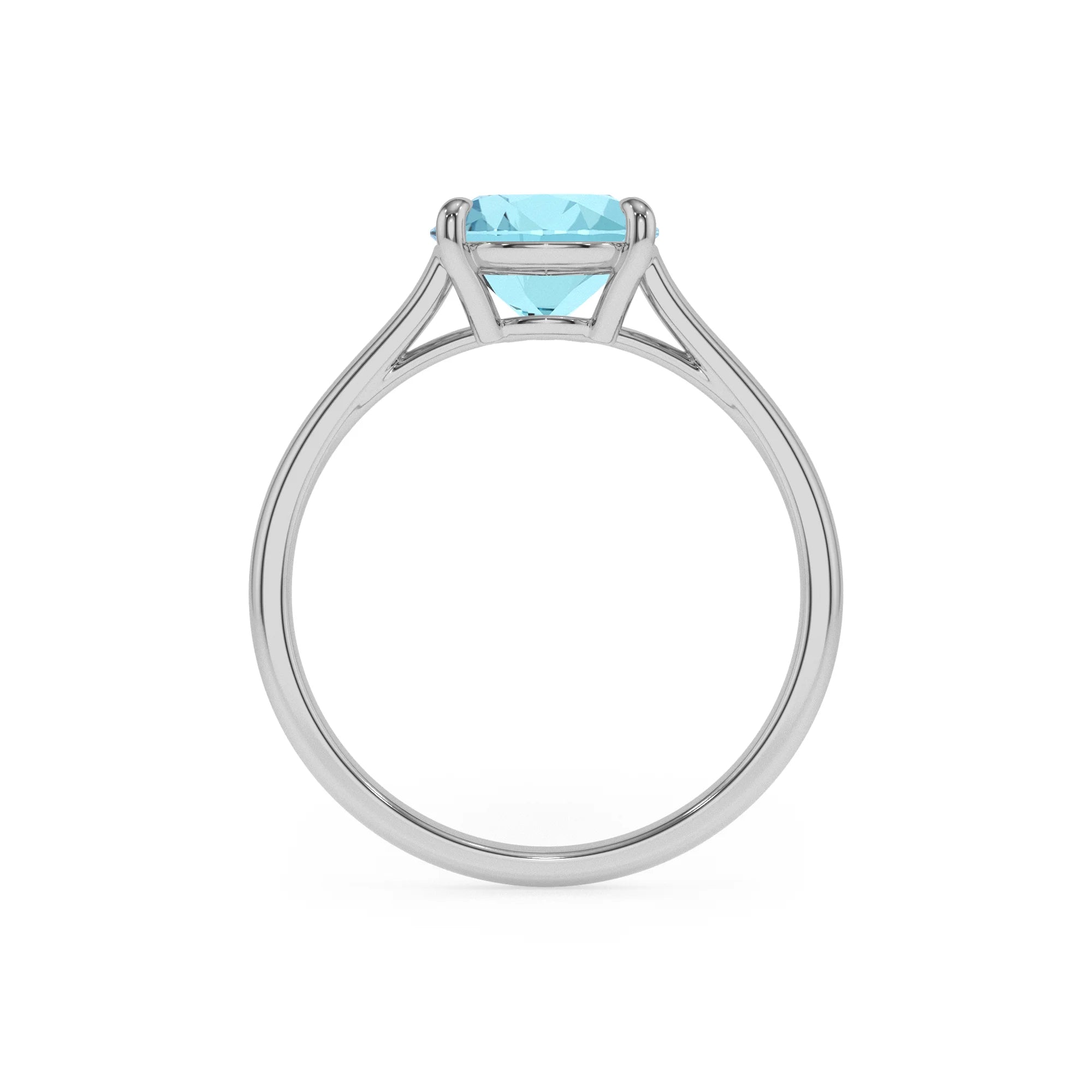 lab grown aquamarine pear solitaire rings in platinum 