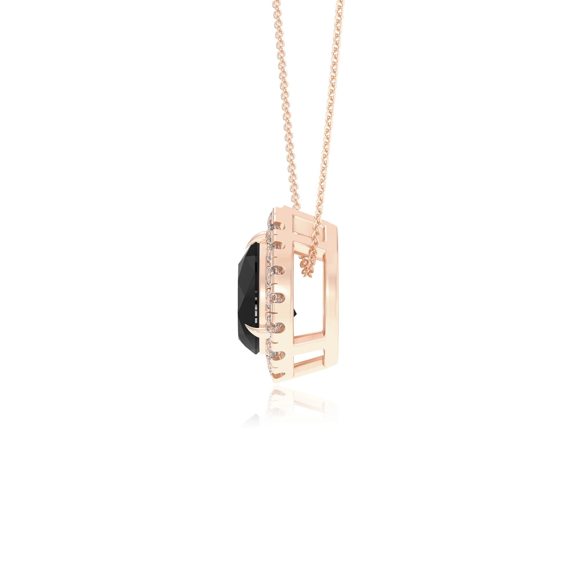 natural black onyx pear solitaire necklaces in rose gold 