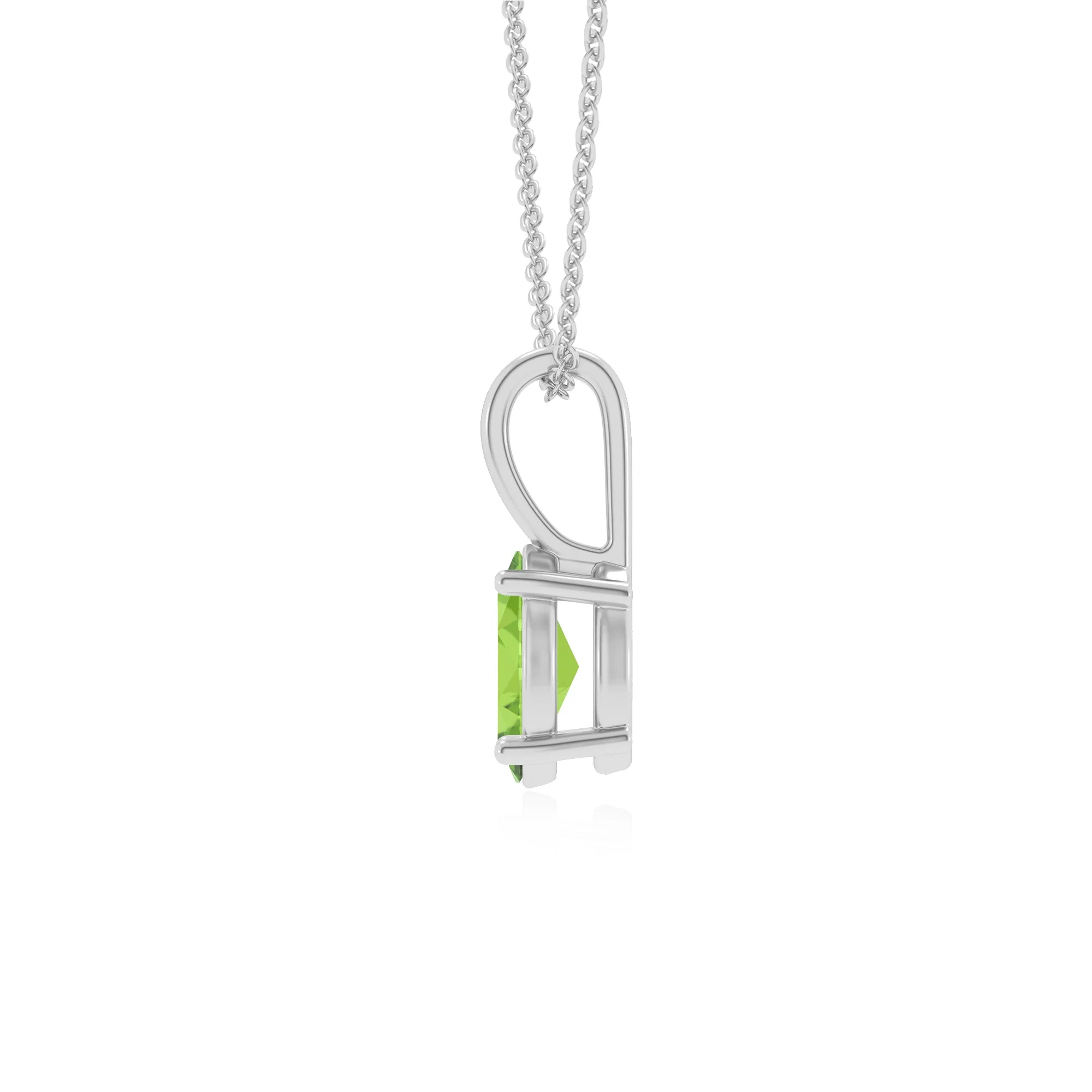 natural peridot oval solitaire necklaces in platinum 
