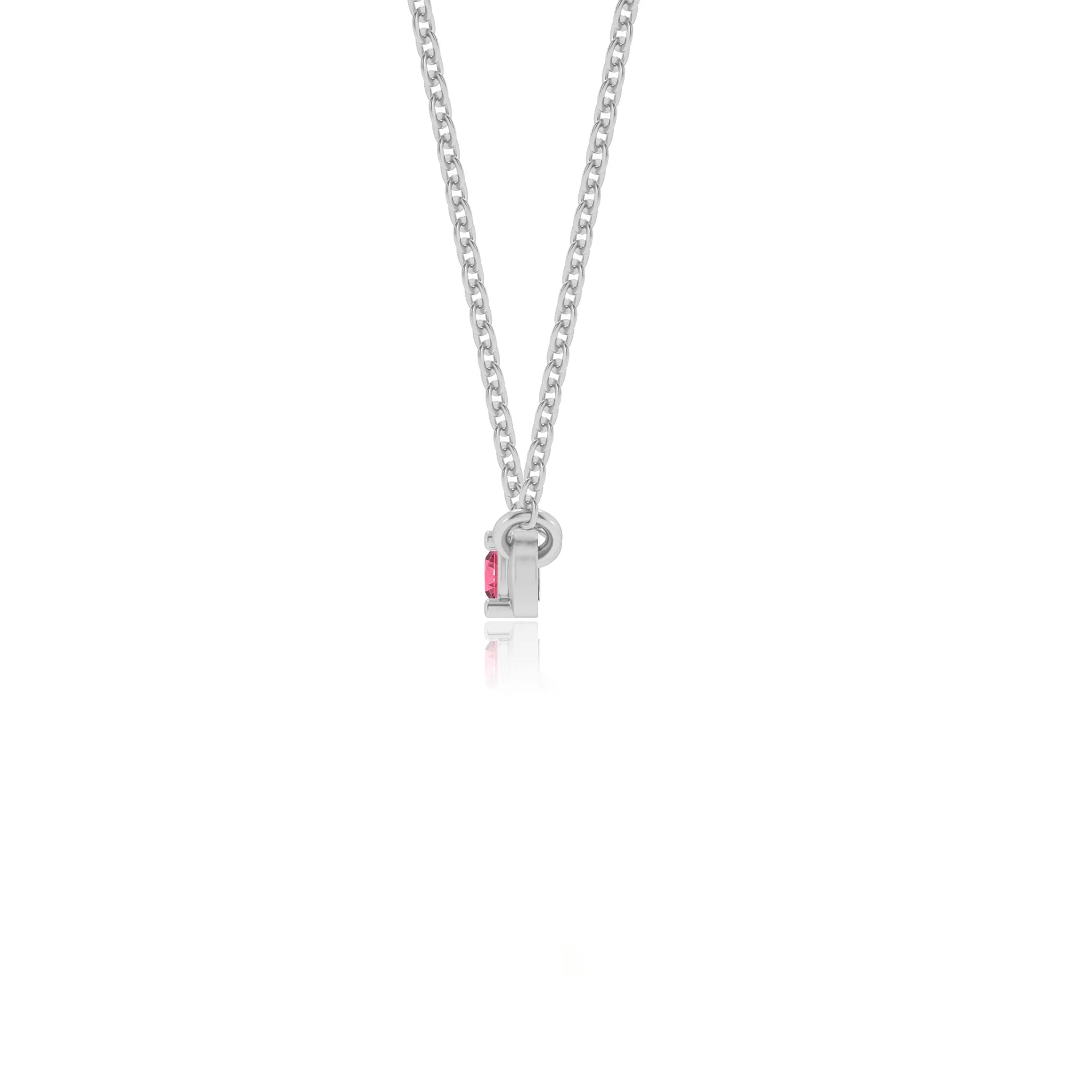 lab grown pink-tourmaline round bar v-bale necklaces in white gold 