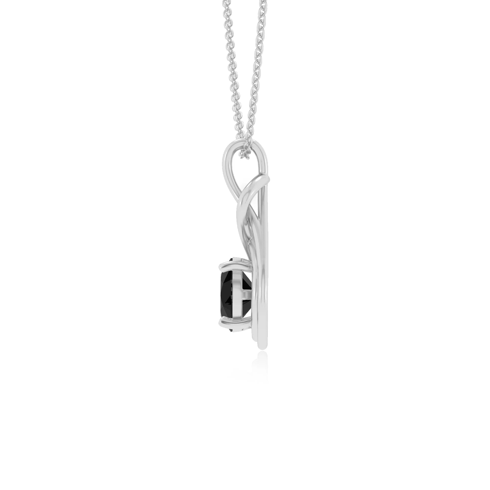 natural black-onyx round solitaire necklaces in white gold 