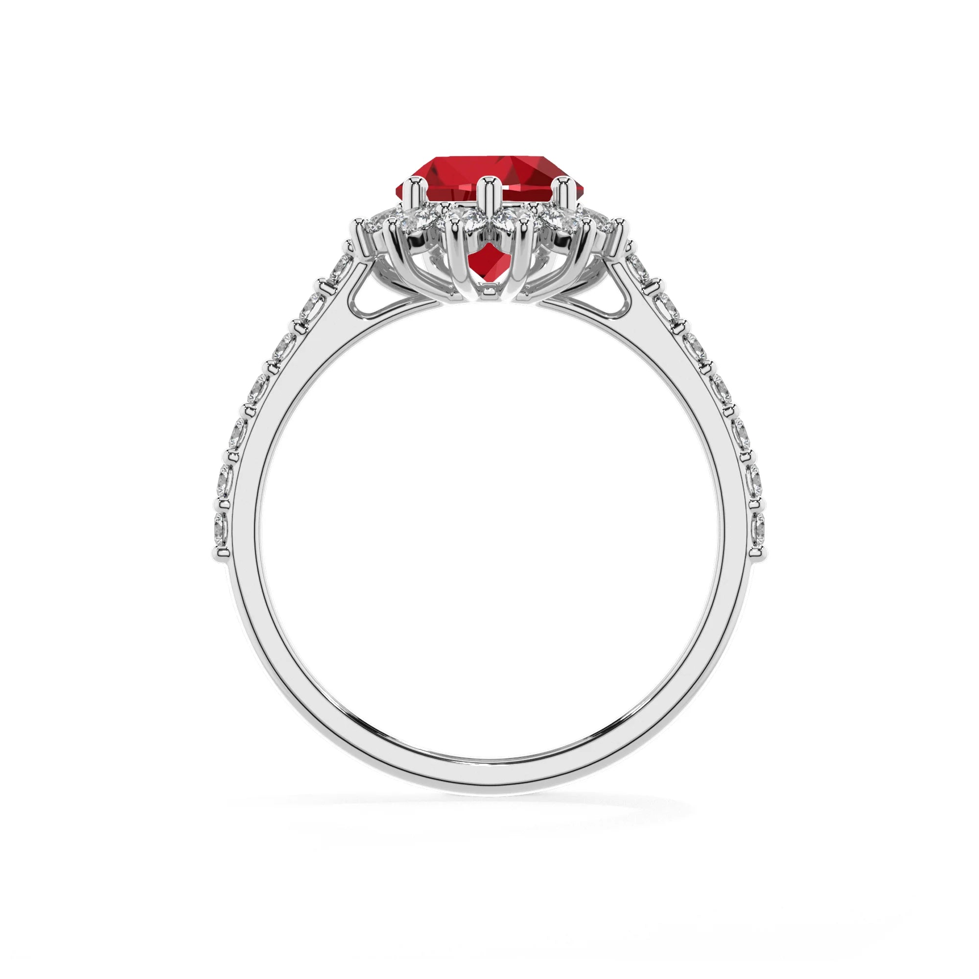 lab grown ruby pear solitaire rings in platinum 