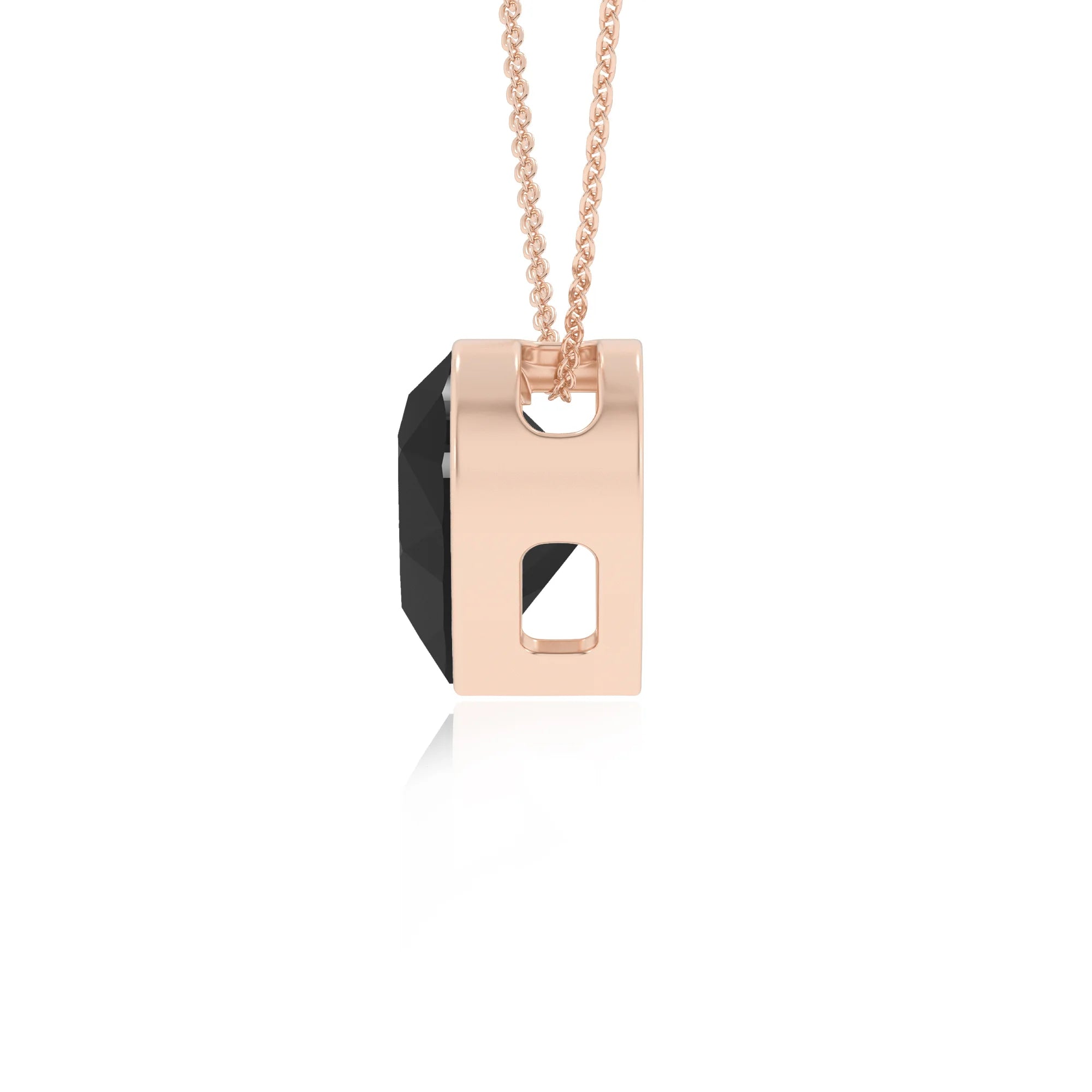 natural black-onyx heart solitaire necklaces in rose gold 