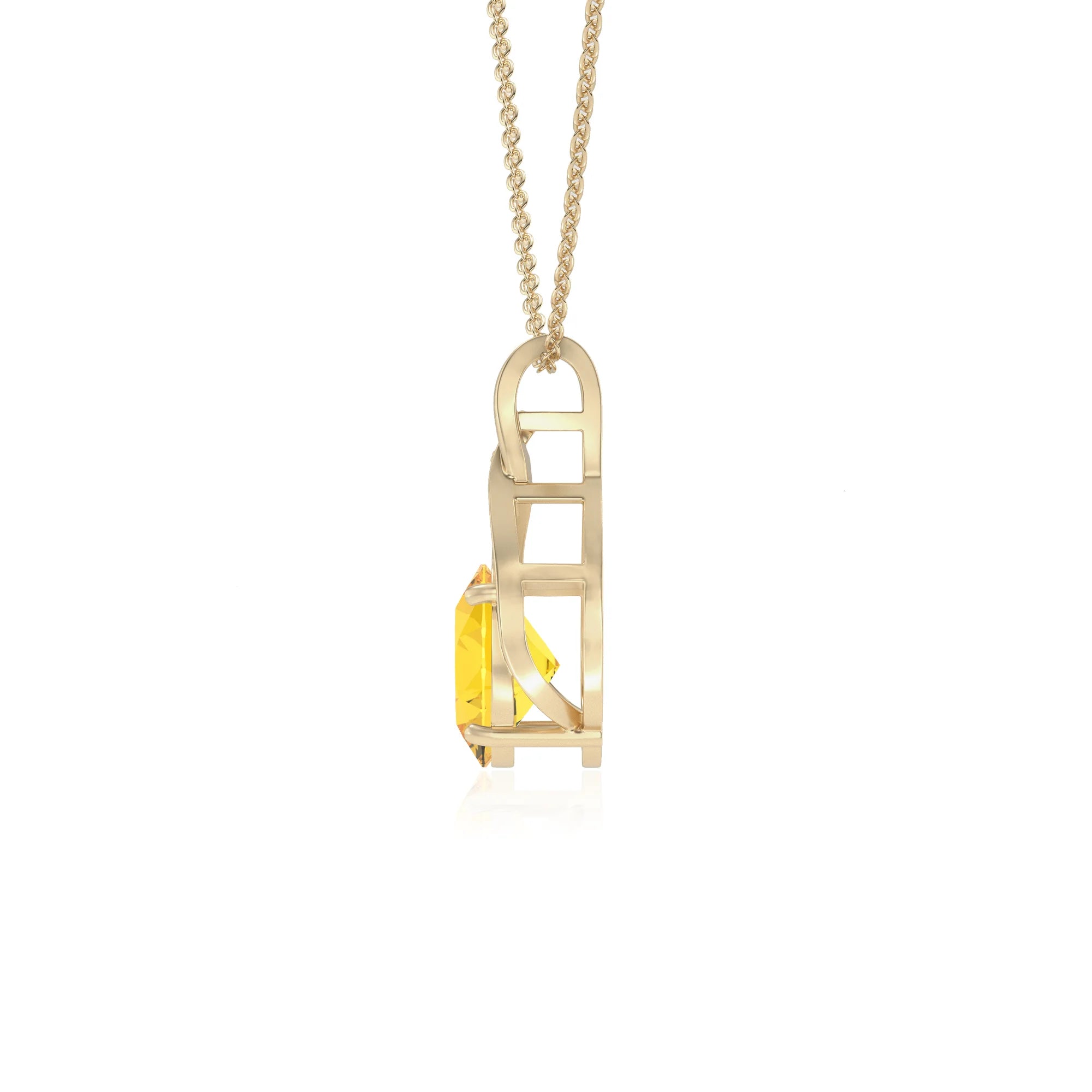 lab grown yellow-sapphire oval solitaire necklaces in yellow gold 