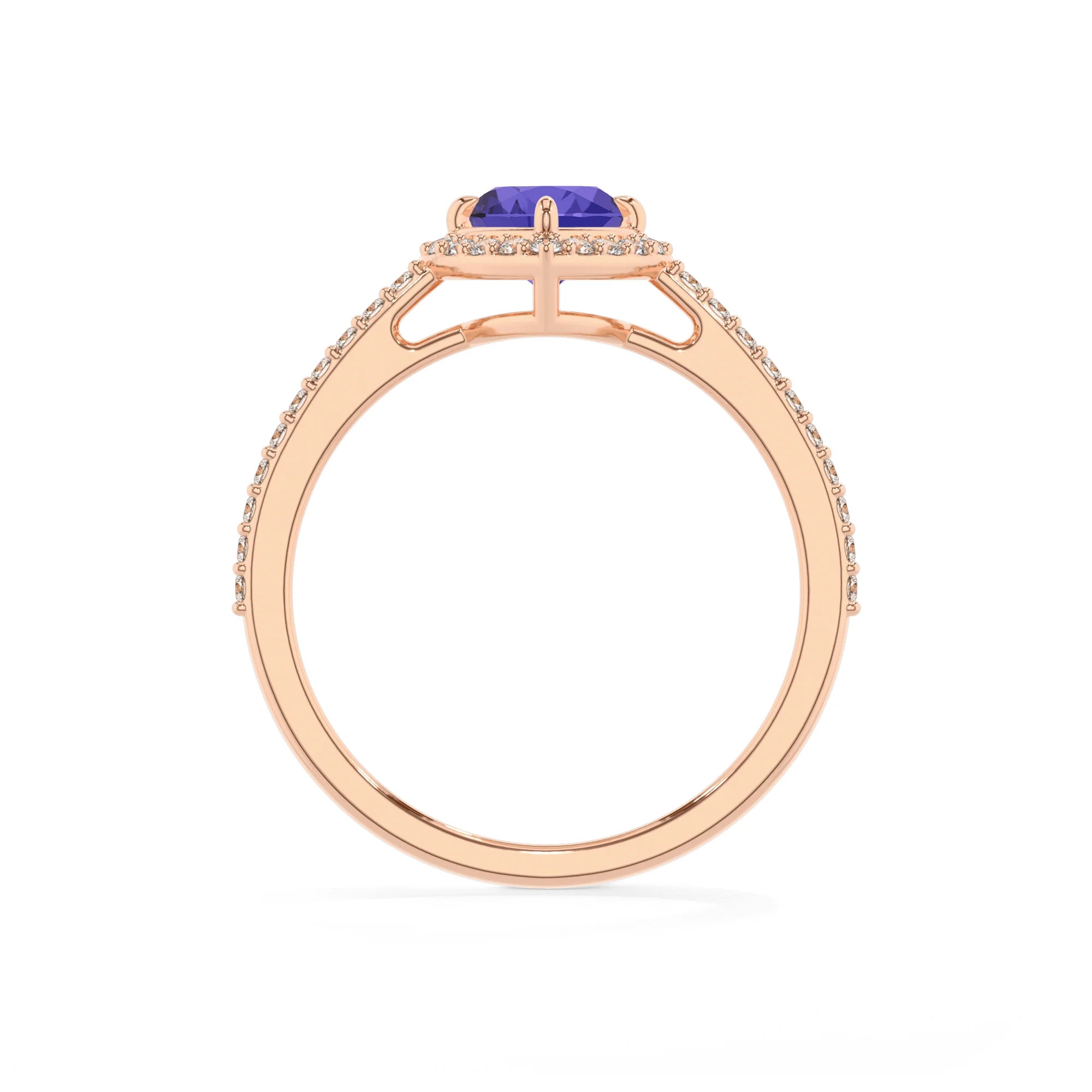 lab grown tanzanite heart solitaire rings in rose gold 