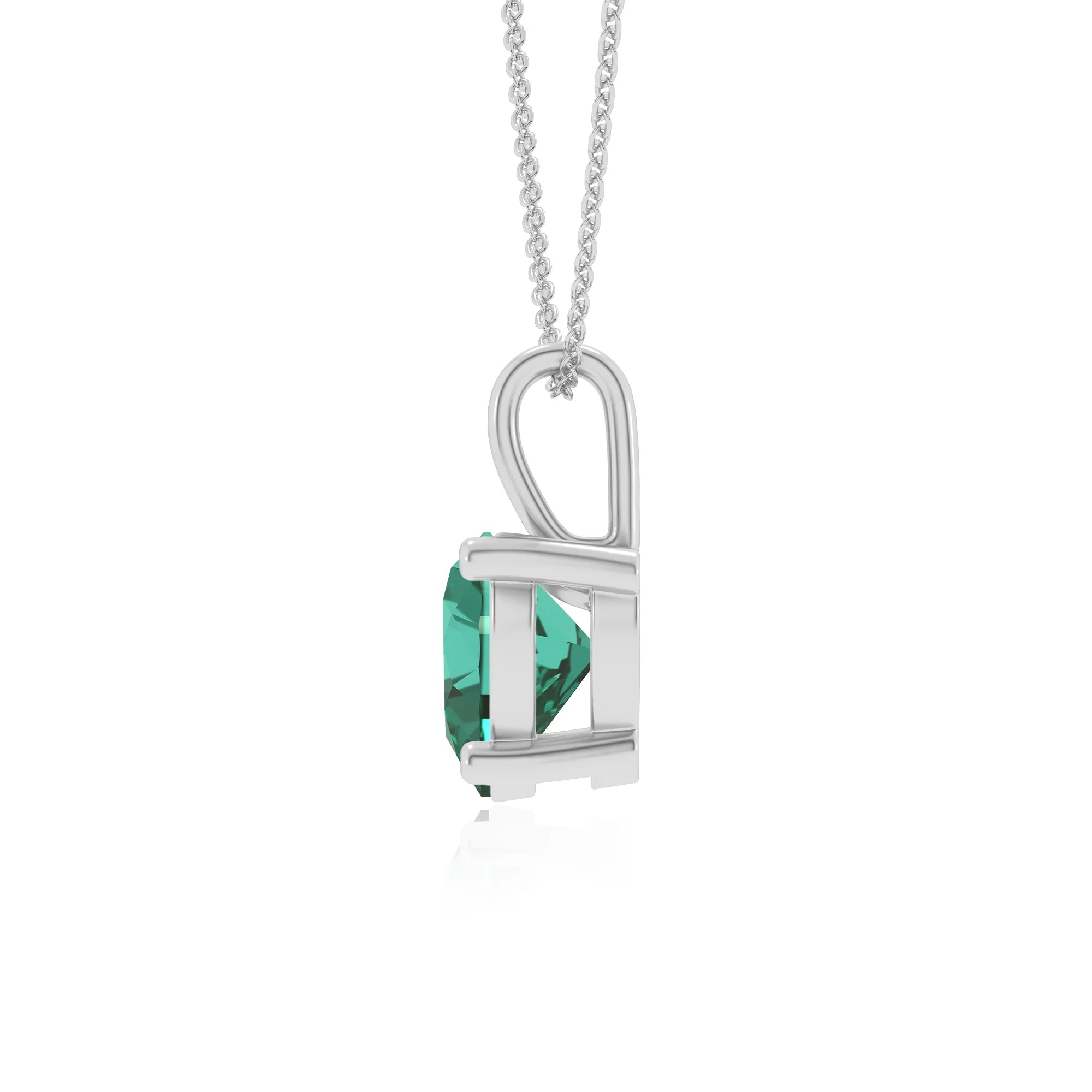 lab grown emerald heart solitaire necklaces in platinum 