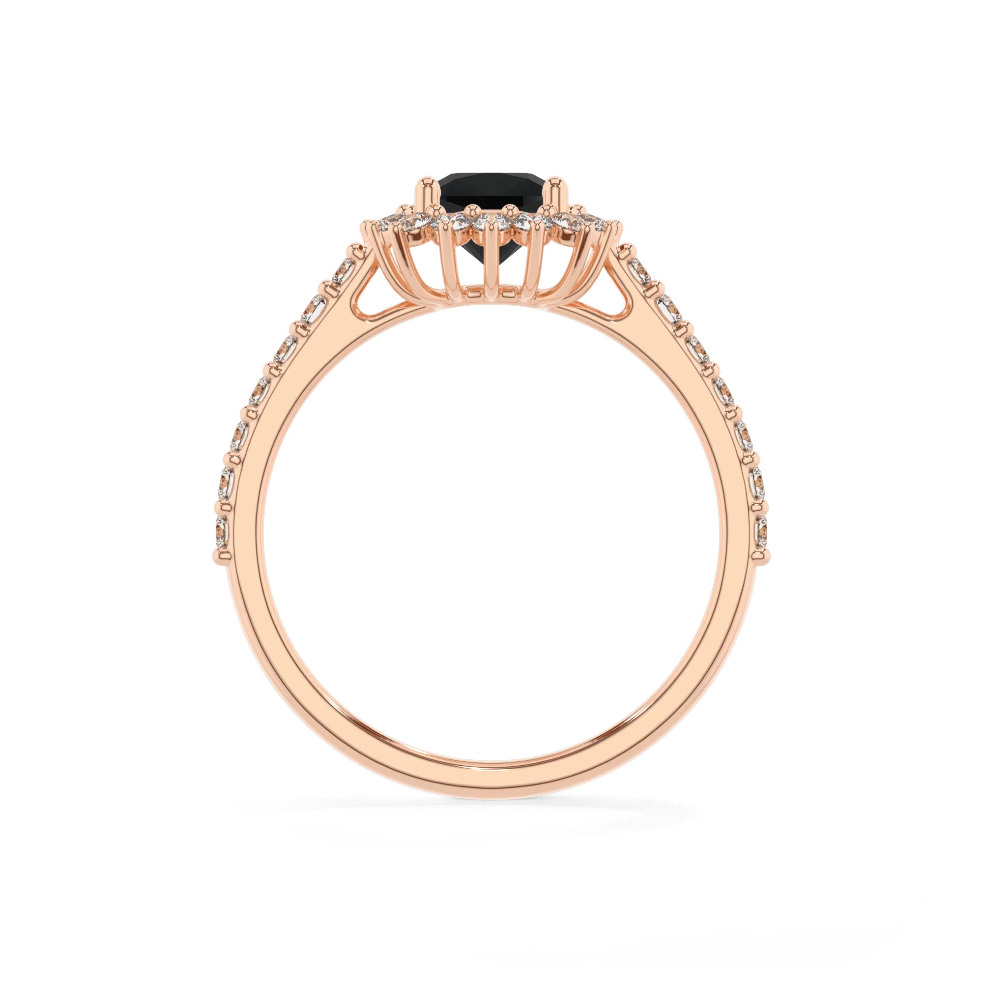 natural black-onyx cushion solitaire rings in rose gold 