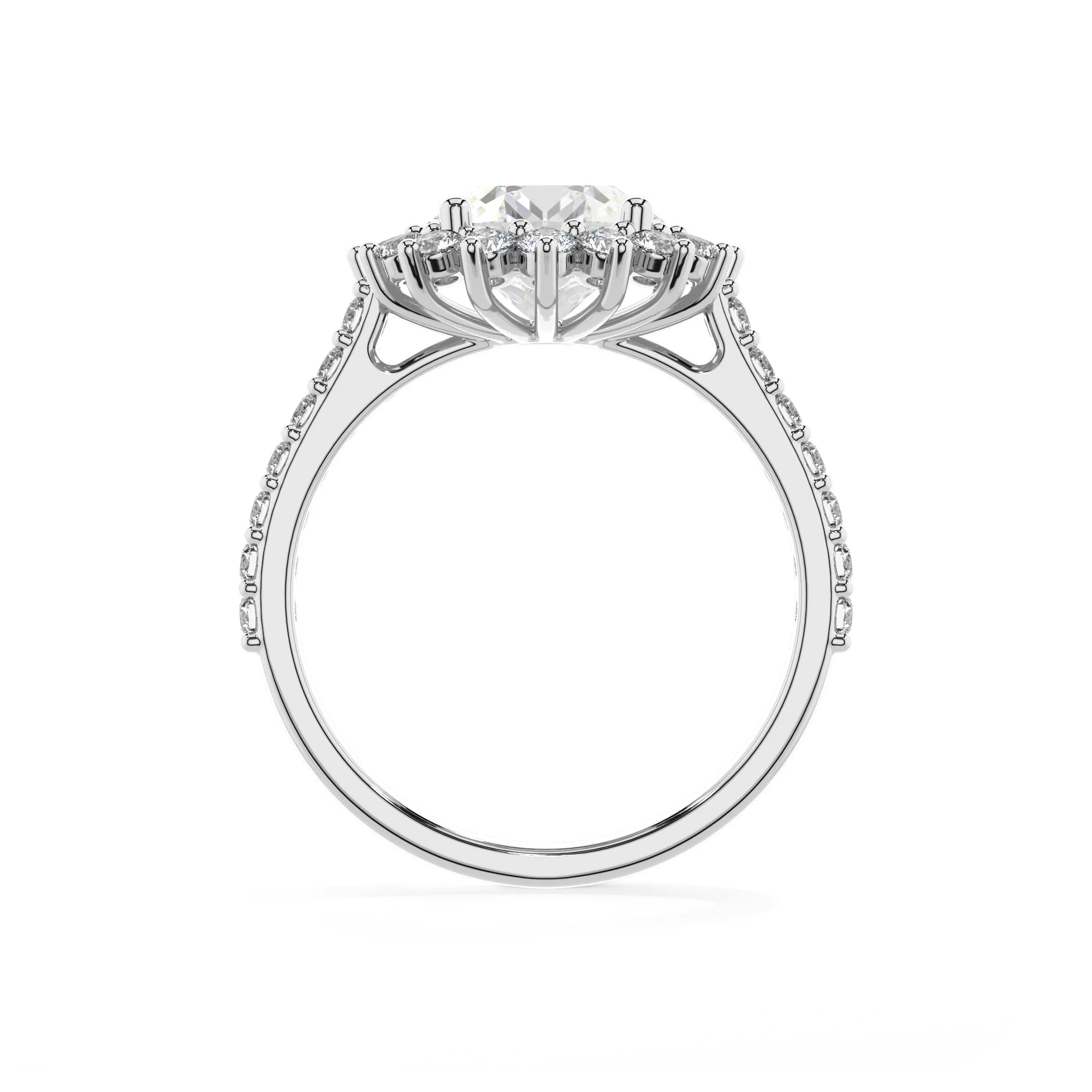 lab grown moissanite round solitaire rings in platinum 
