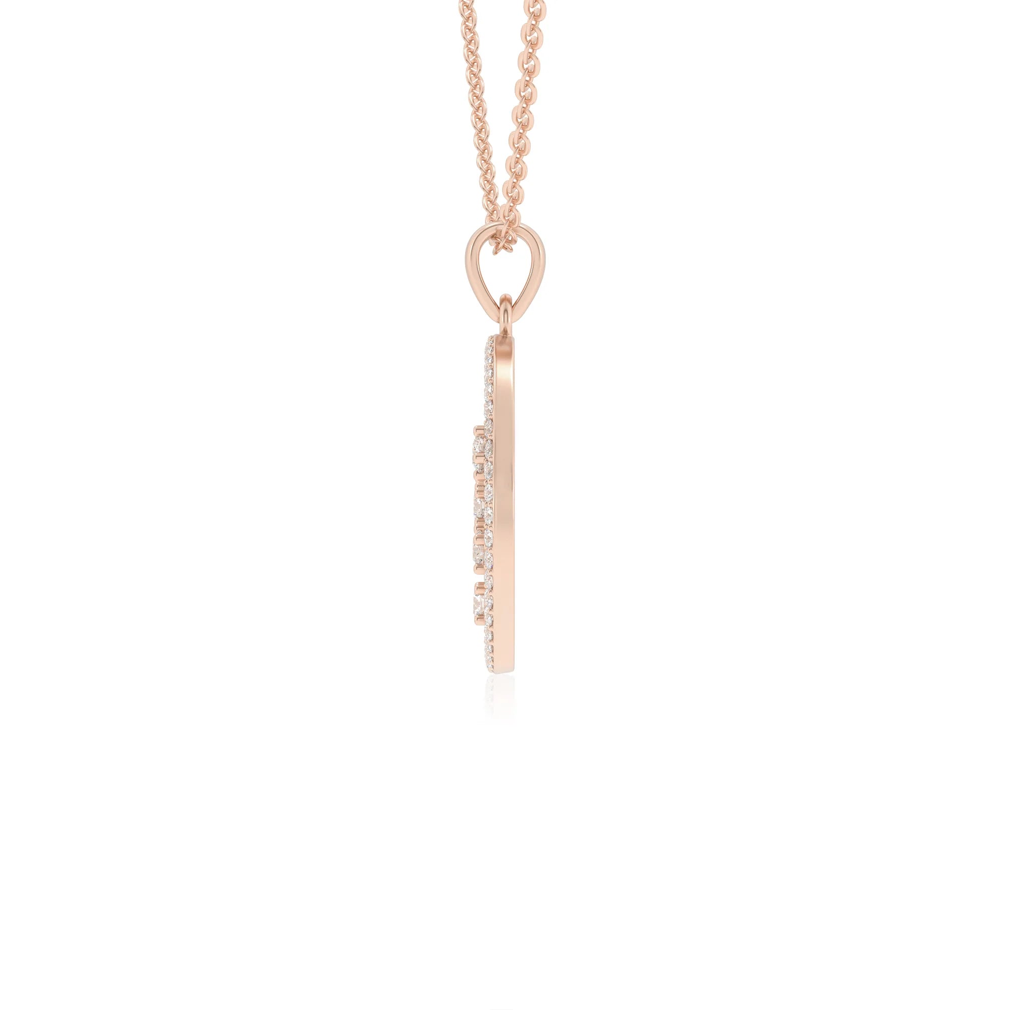lab grown moissanite round necklaces in rose gold 