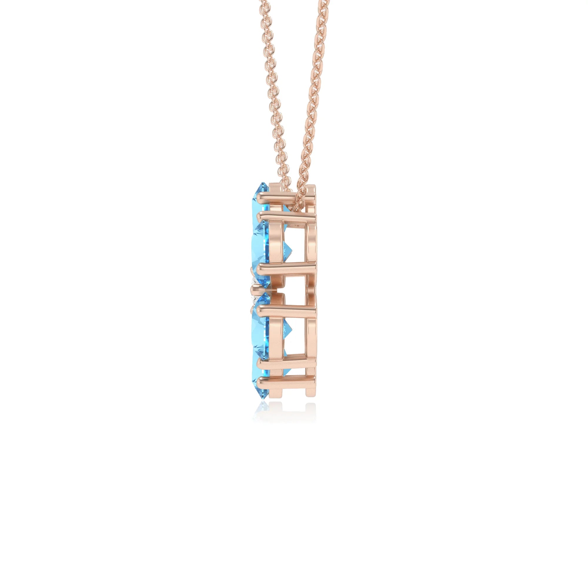 natural swiss-blue-topaz pear solitaire necklaces in rose gold 
