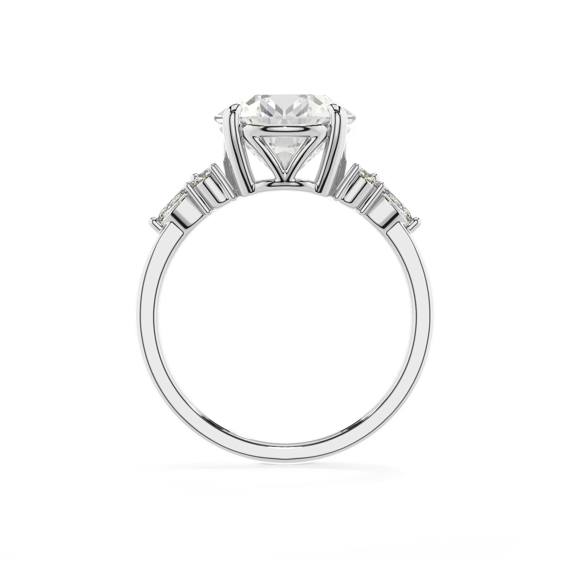 lab grown moissanite round solitaire rings in platinum 