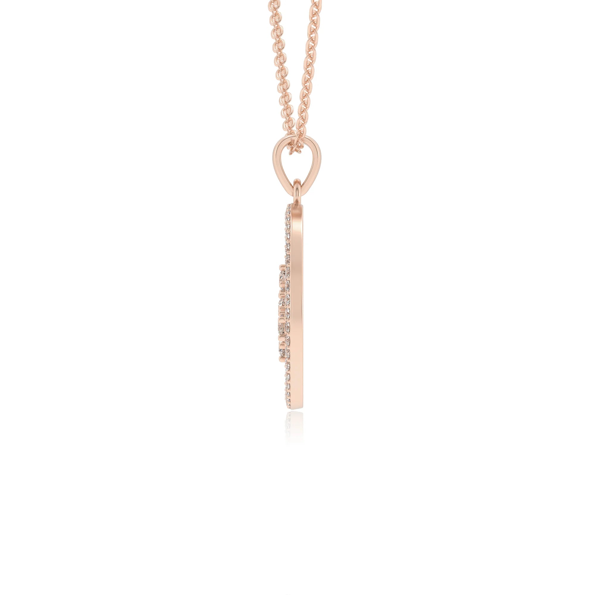 lab grown moissanite round necklaces in rose gold 