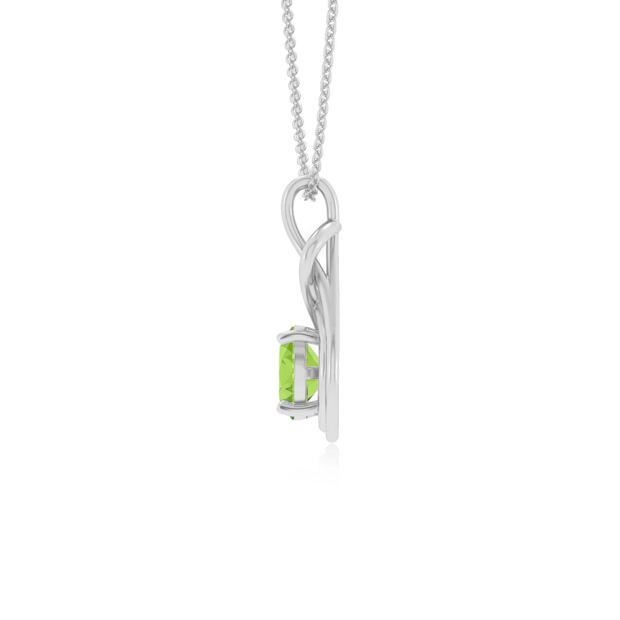 natural peridot round solitaire necklaces in white gold 