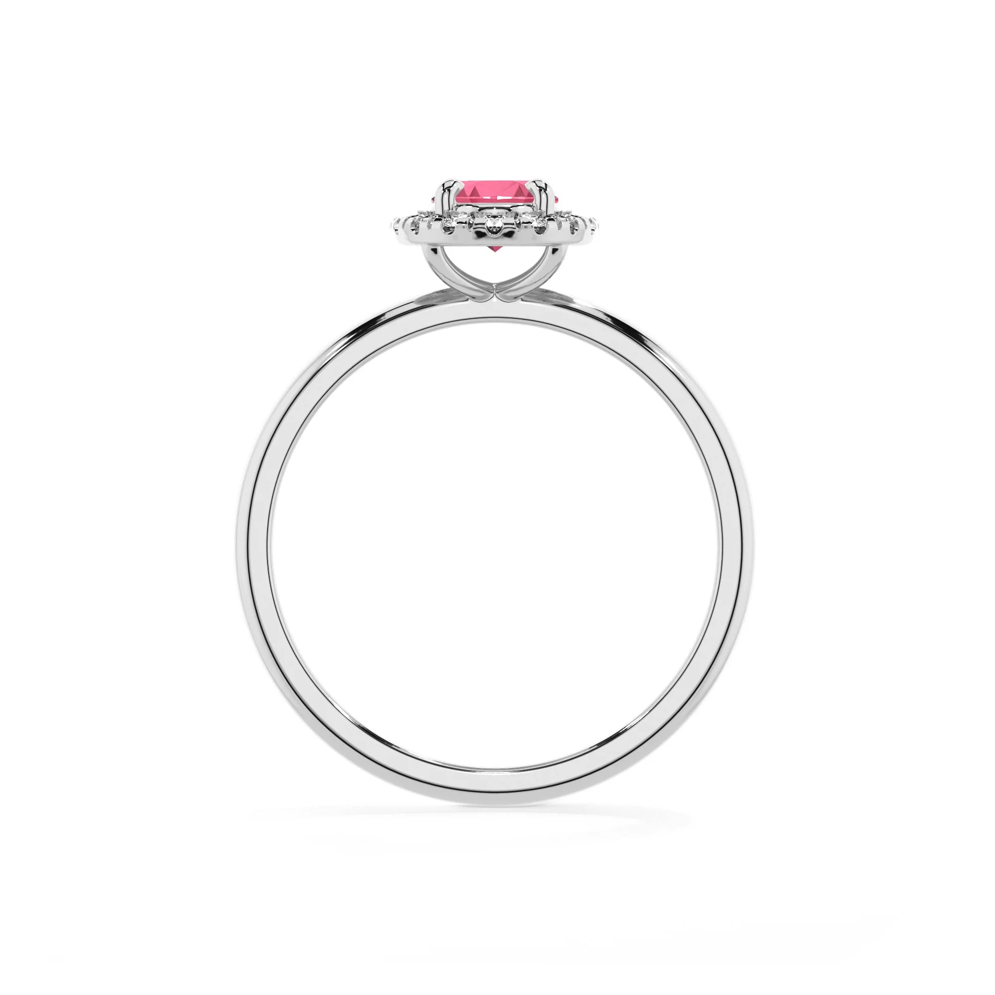lab grown pink-tourmaline oval solitaire rings in platinum 