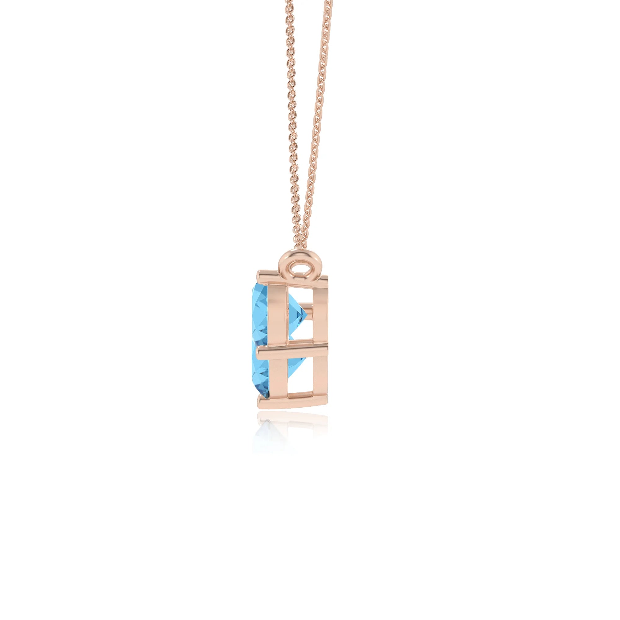 natural swiss-blue-topaz round solitaire v-bale necklaces in rose gold 