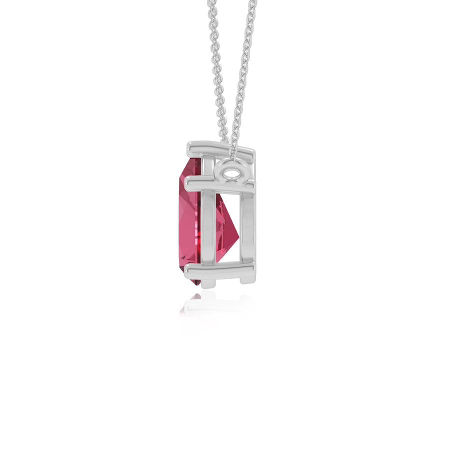 lab grown pink-tourmaline pear solitaire necklaces in white gold 