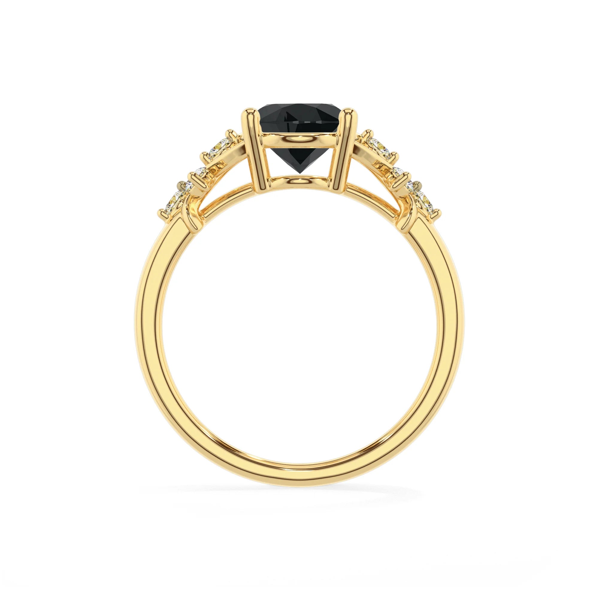 natural black-onyx oval solitaire rings in yellow gold 