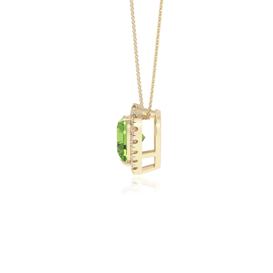 natural peridot heart solitaire necklaces in yellow gold 