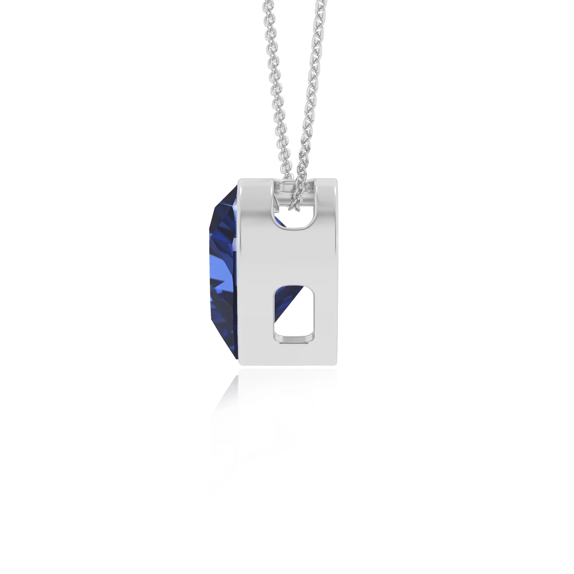 lab grown blue-sapphire heart solitaire necklaces in sterling silver 