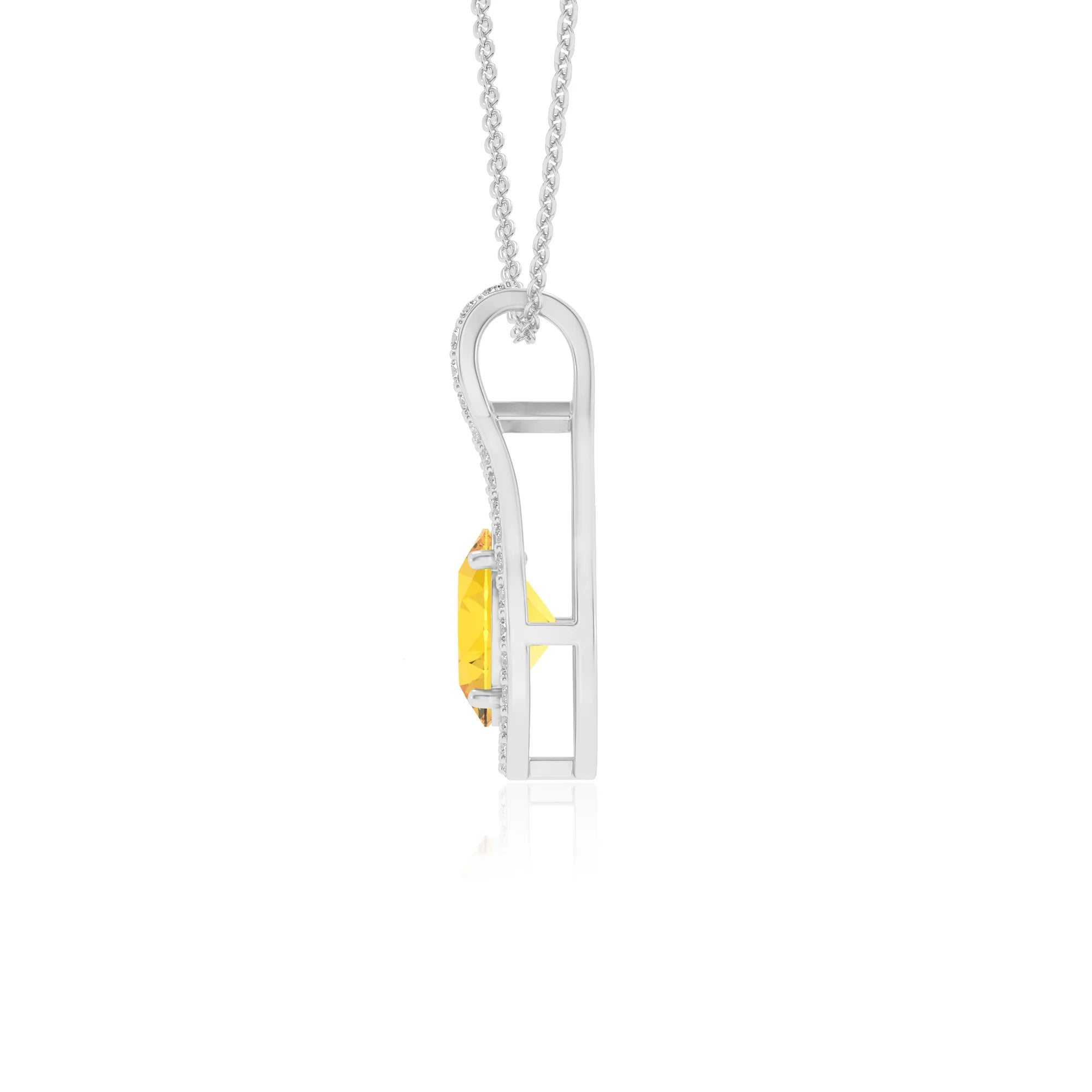 lab grown yellow-sapphire oval solitaire necklaces in white gold 