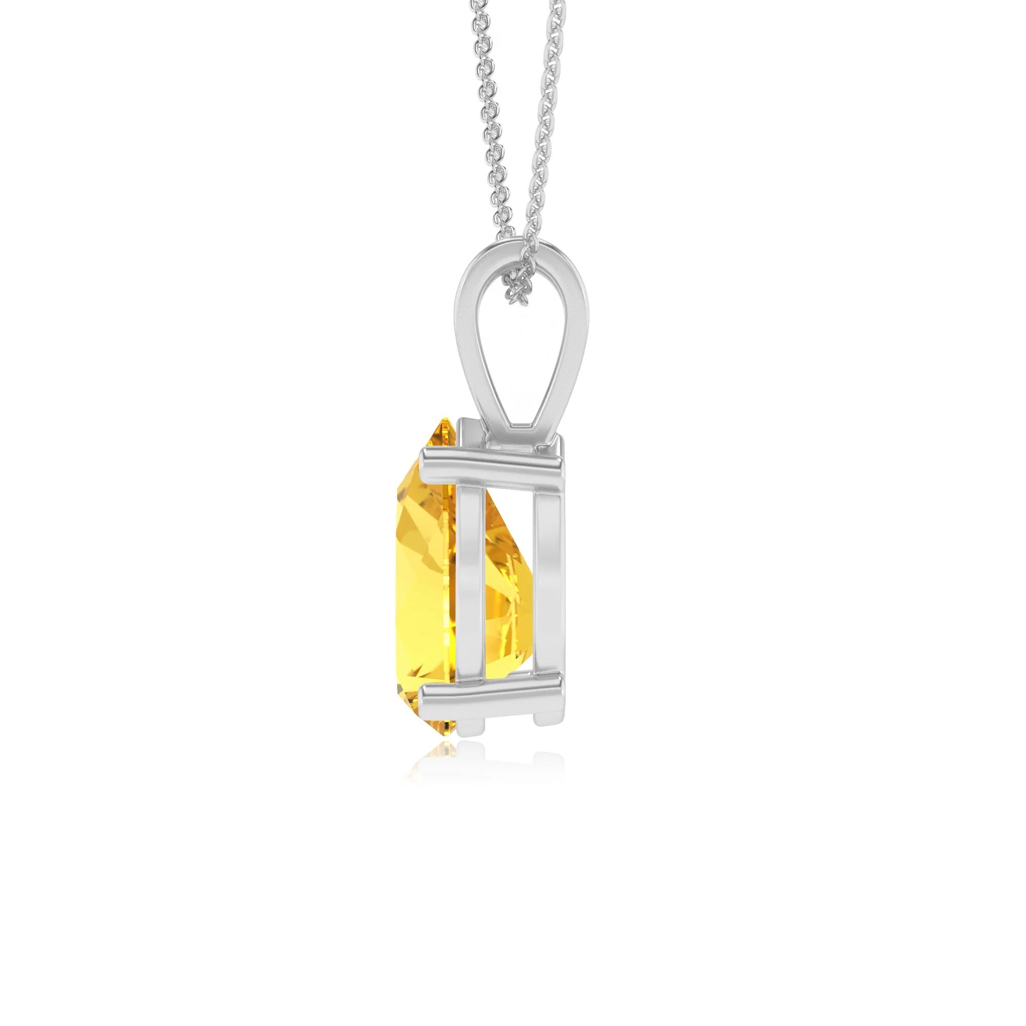 lab grown yellow-sapphire pear solitaire v-bale necklaces in platinum 