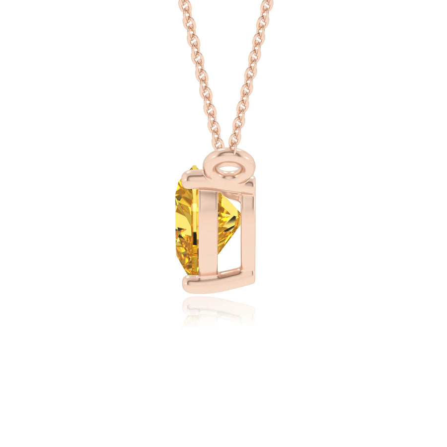 lab grown yellow-sapphire heart solitaire necklaces in rose gold 