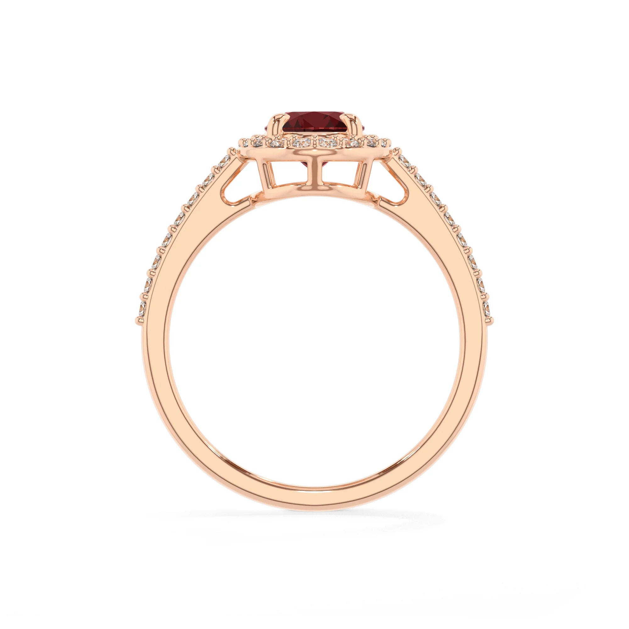 natural garnet oval solitaire rings in rose gold 