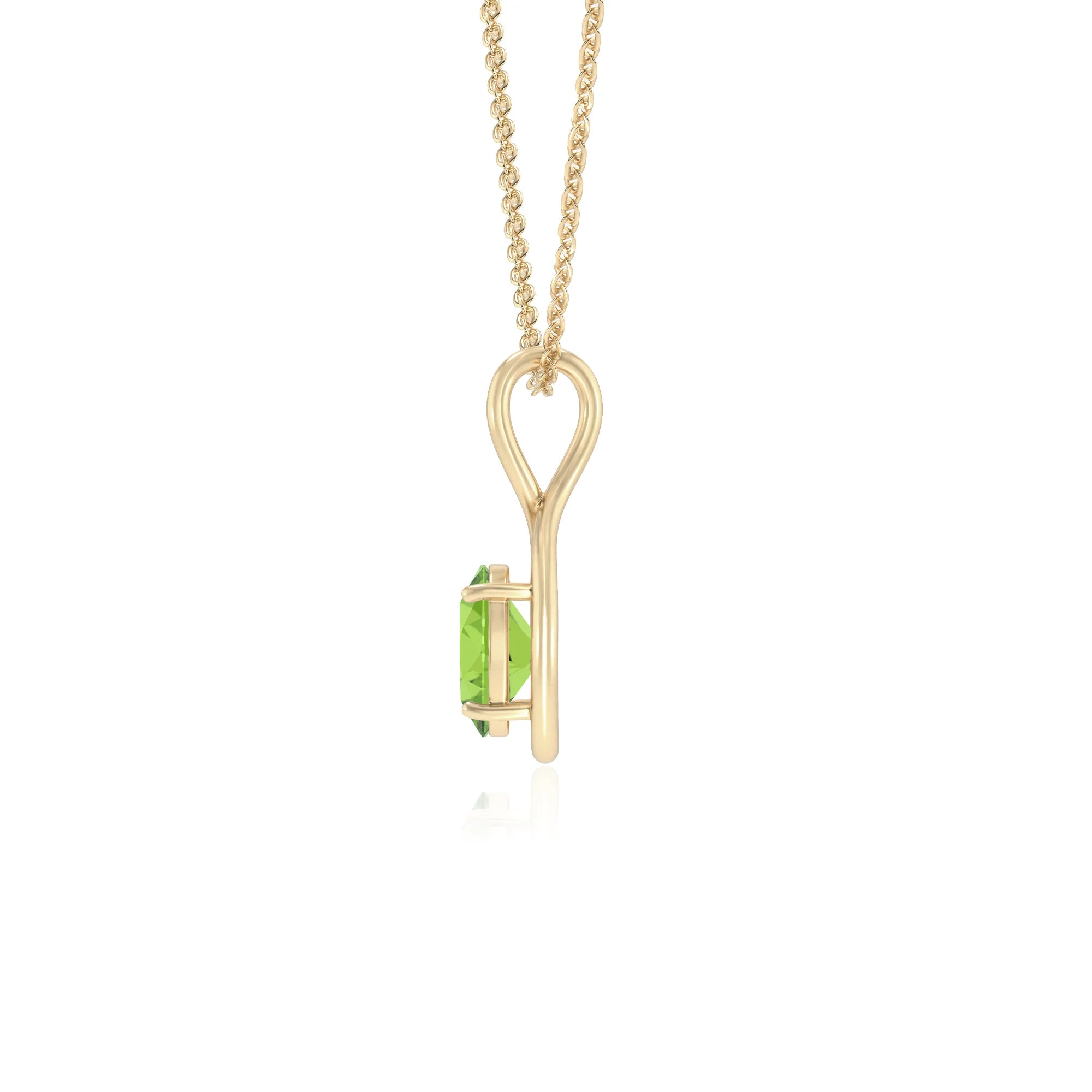 natural peridot oval solitaire necklaces in yellow gold 