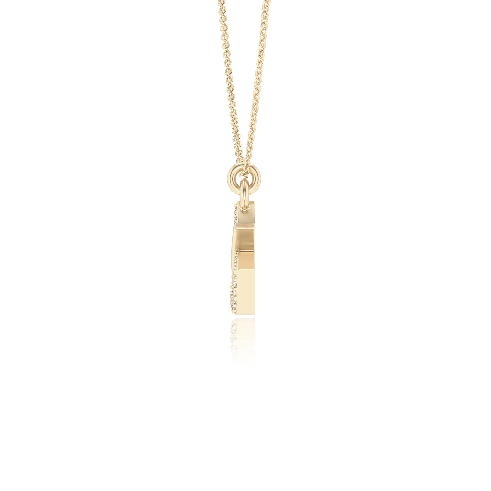 lab grown moissanite round infinity necklaces in yellow gold 