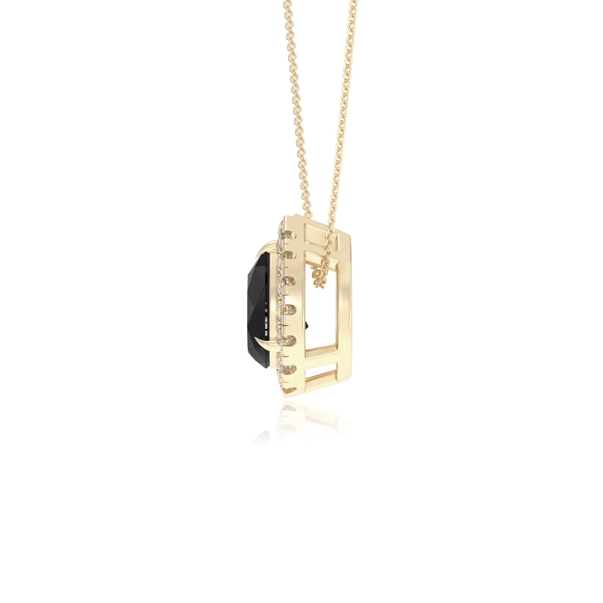 natural black onyx pear solitaire necklaces in yellow gold 