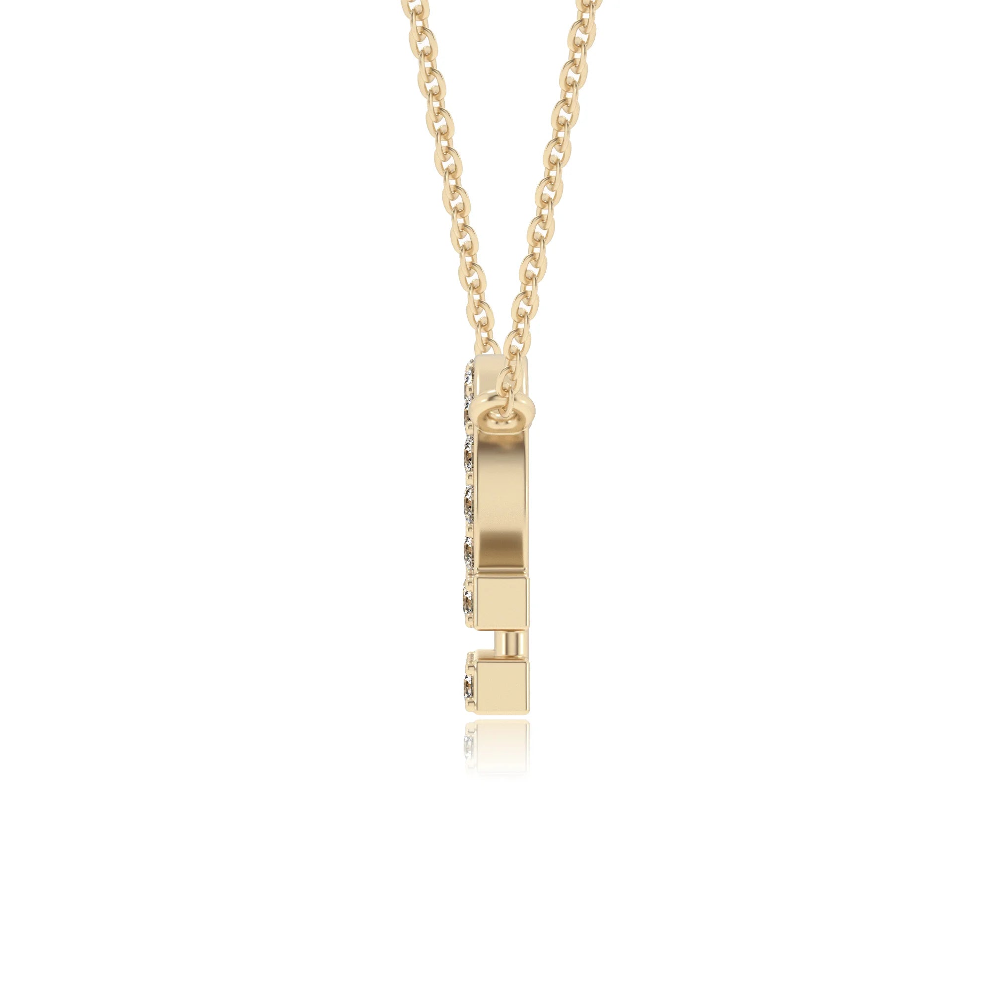 lab grown moissanite round necklaces in yellow gold 