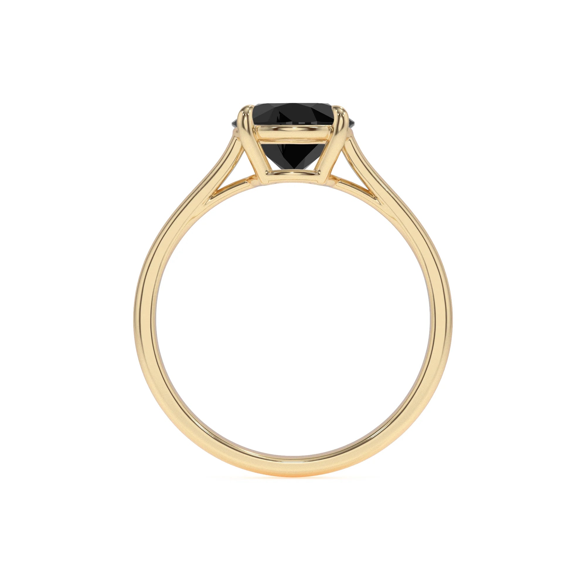 natural black-onyx round solitaire rings in yellow gold 