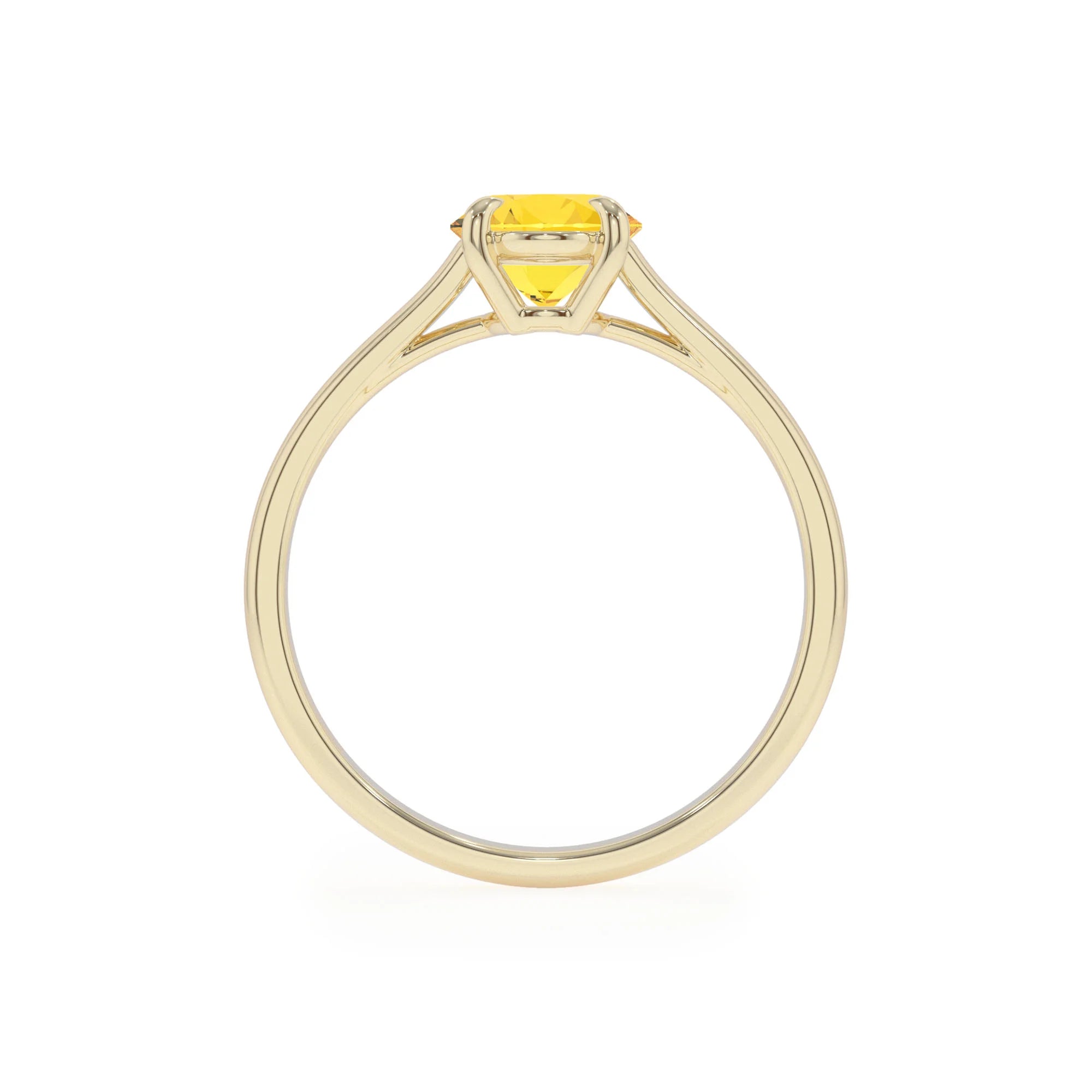 lab grown yellow-sapphire oval solitaire rings in yellow gold 