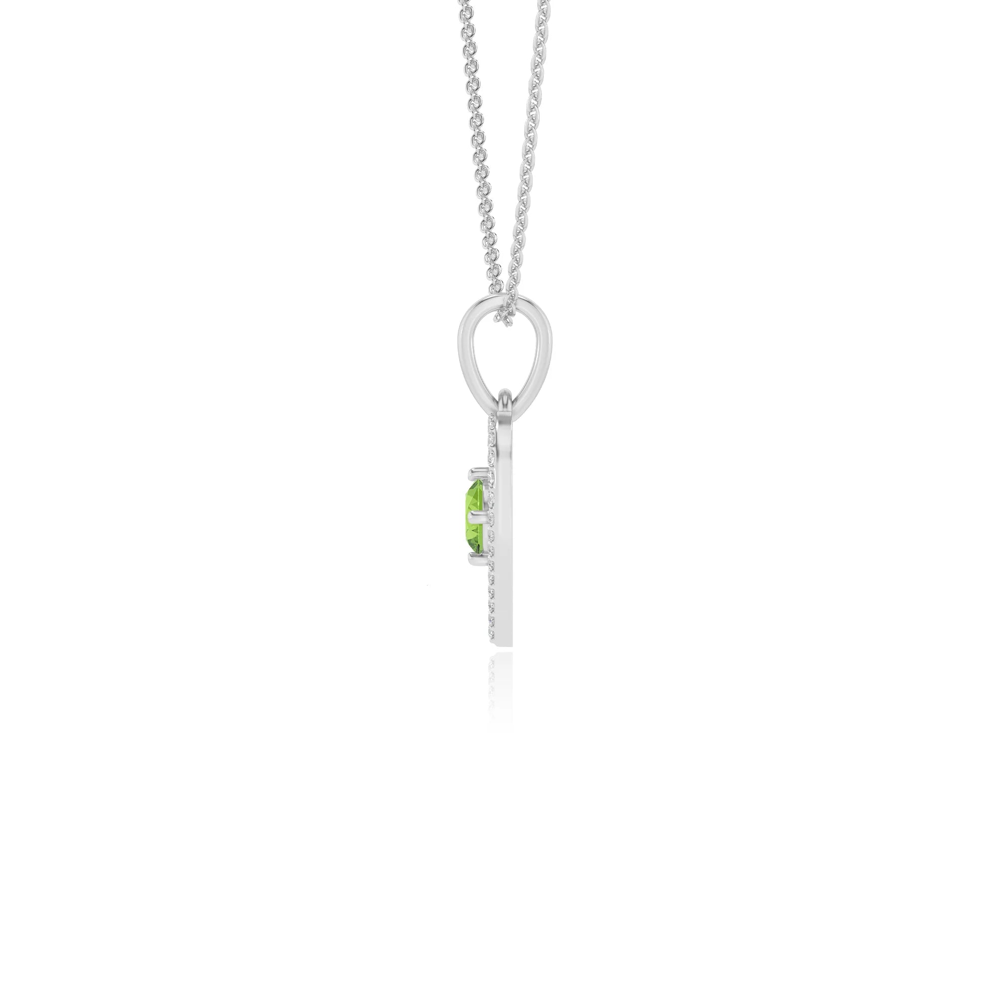 natural peridot round infinity necklaces in platinum 