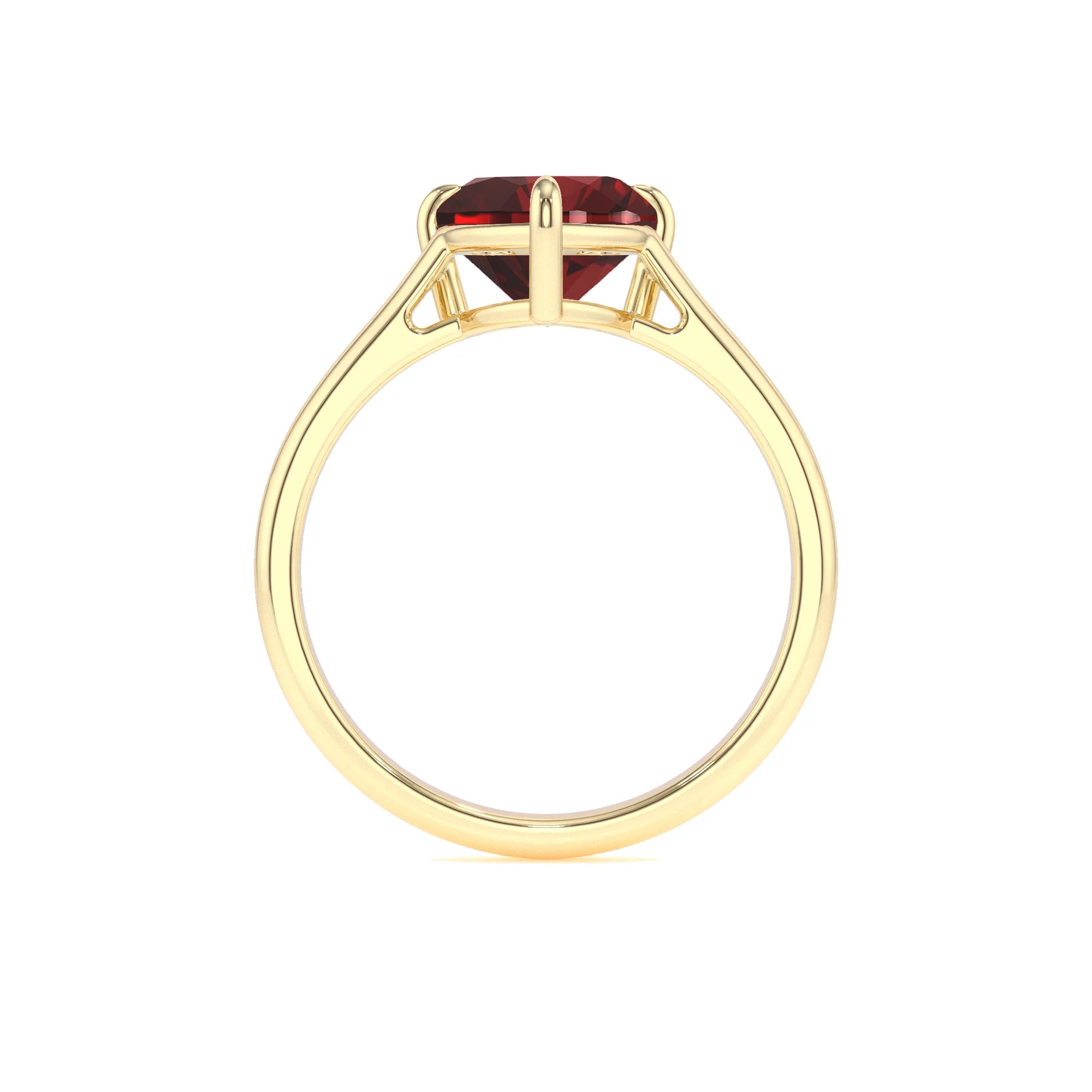 natural garnet heart solitaire rings in yellow gold 