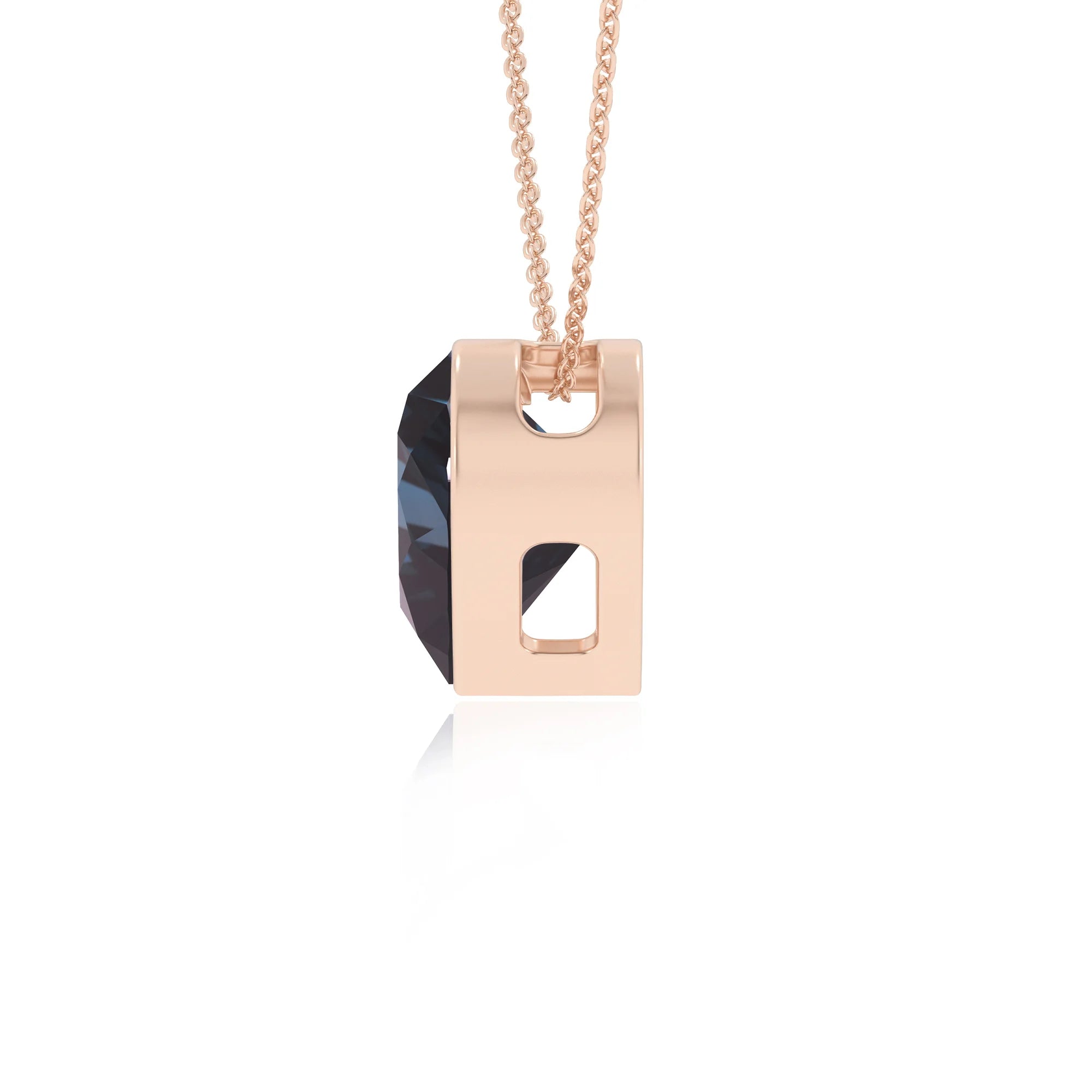 lab grown alexandrite heart solitaire necklaces in rose gold 