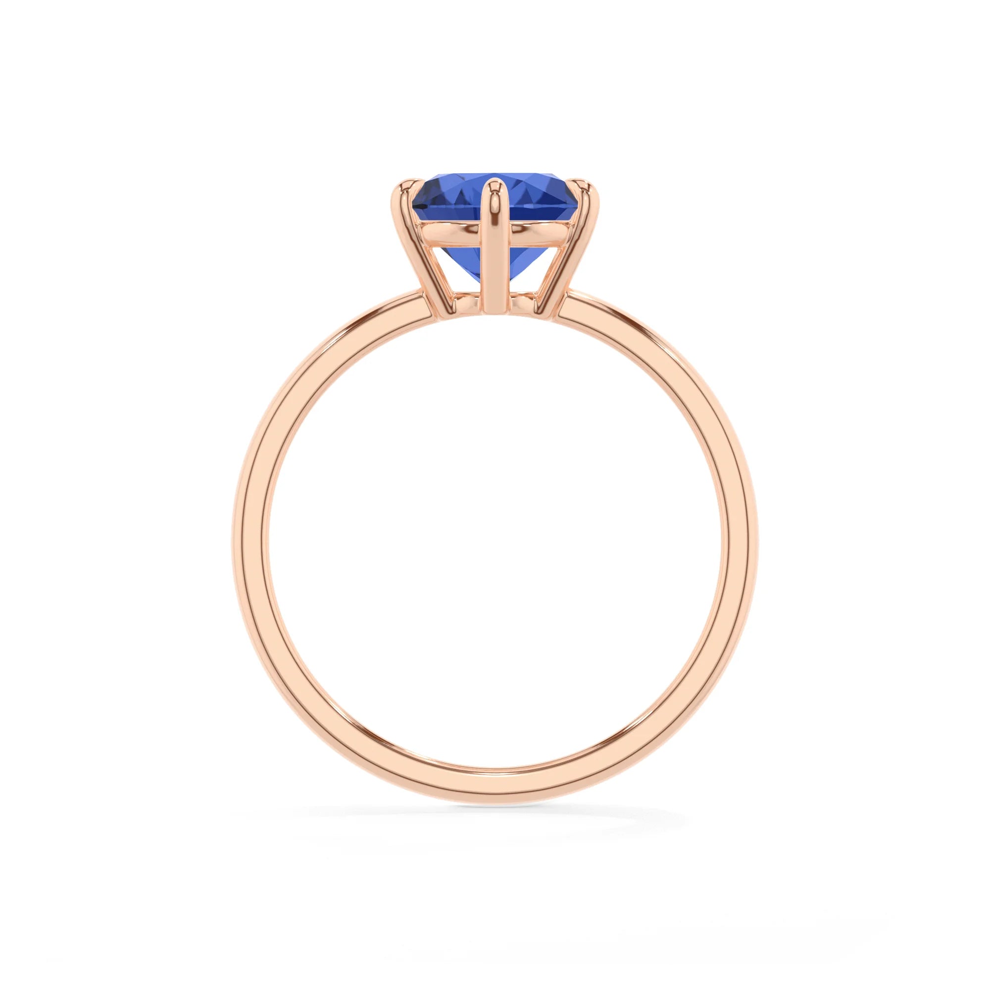 lab grown blue-sapphire round solitaire rings in rose gold 