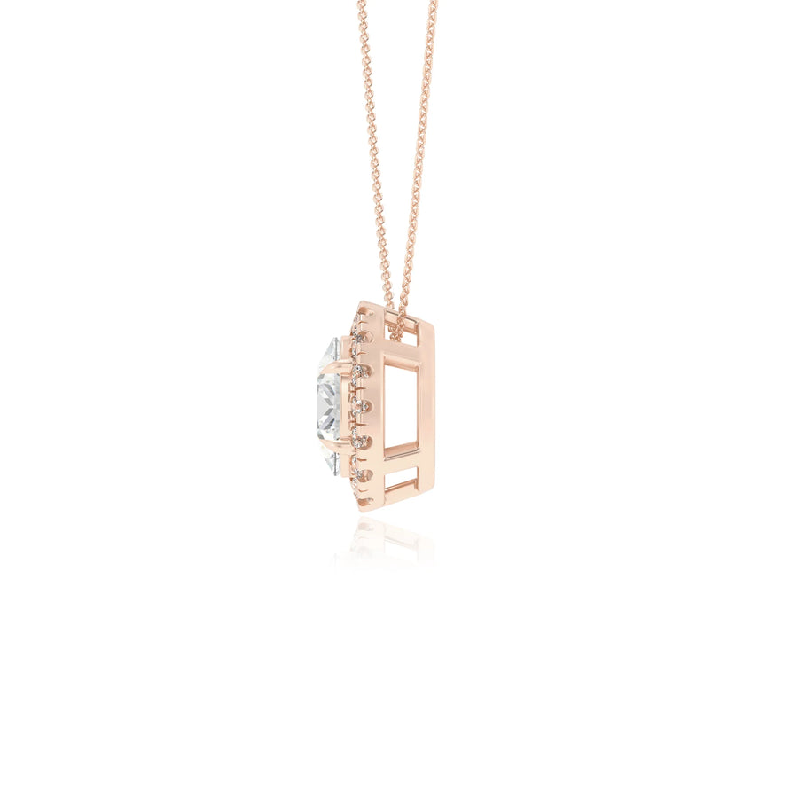 lab grown moissanite oval solitaire necklaces in rose gold 